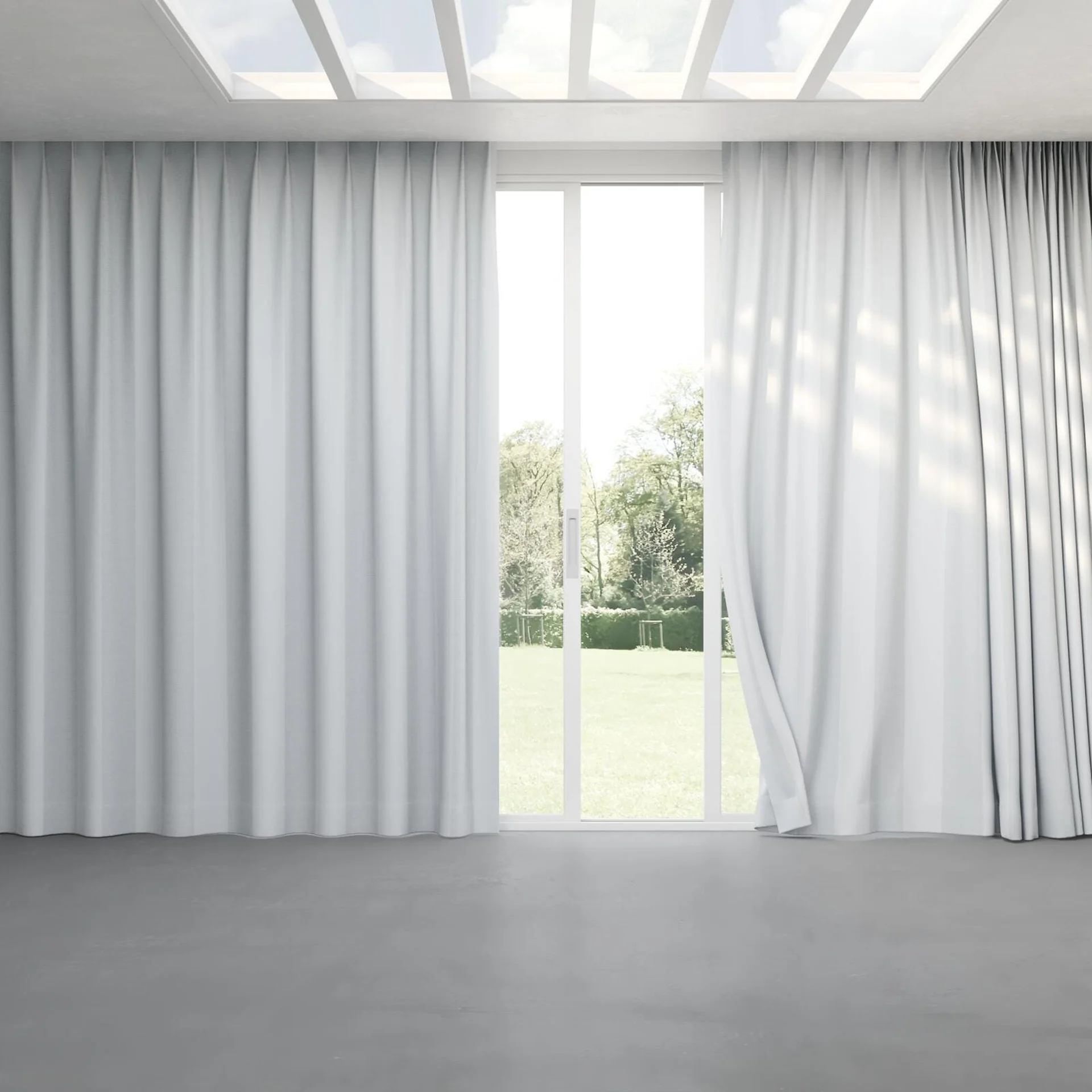 Full view of Borneo Uncoated Cloud, pinch pleat