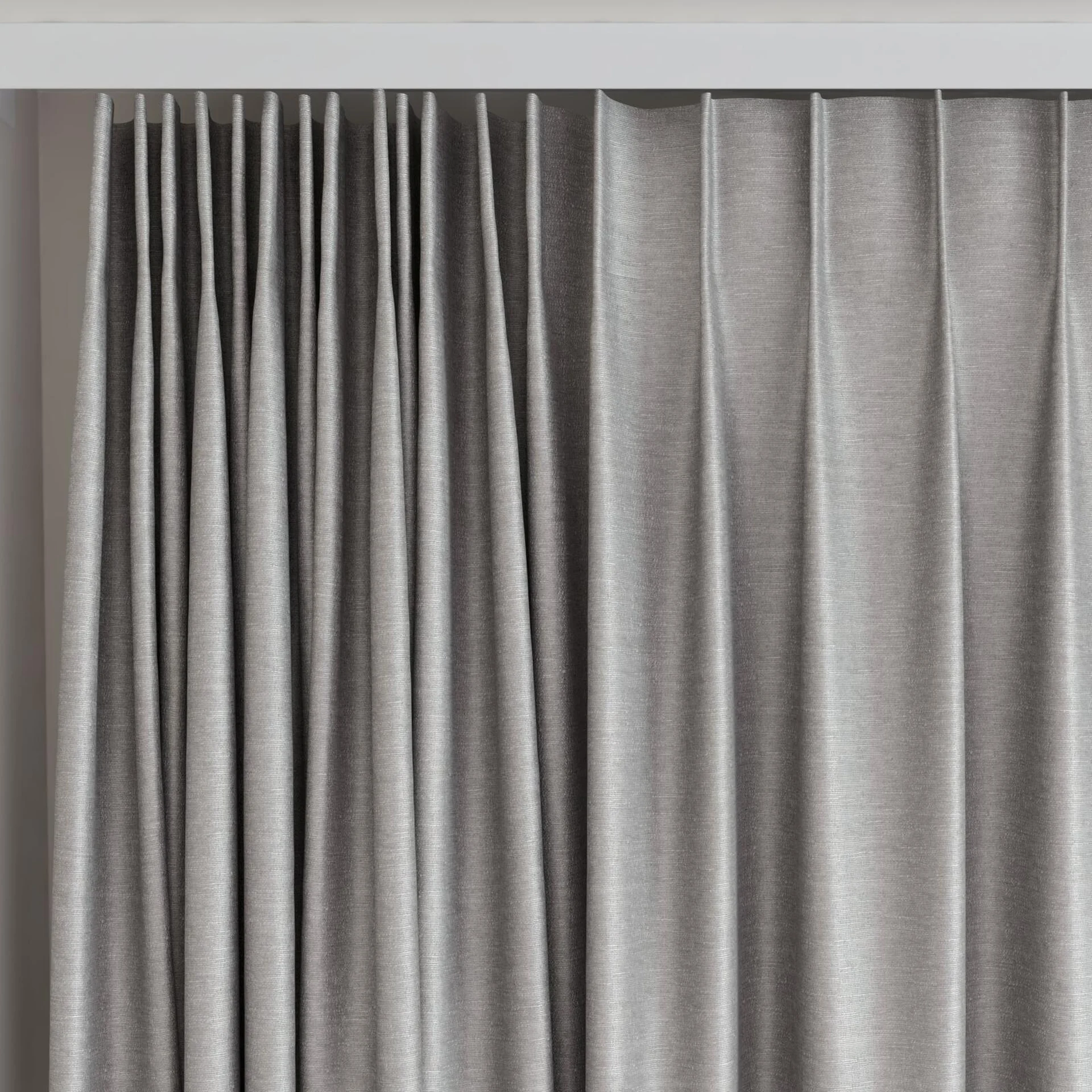Top view of Provence Feather, on curtain rail