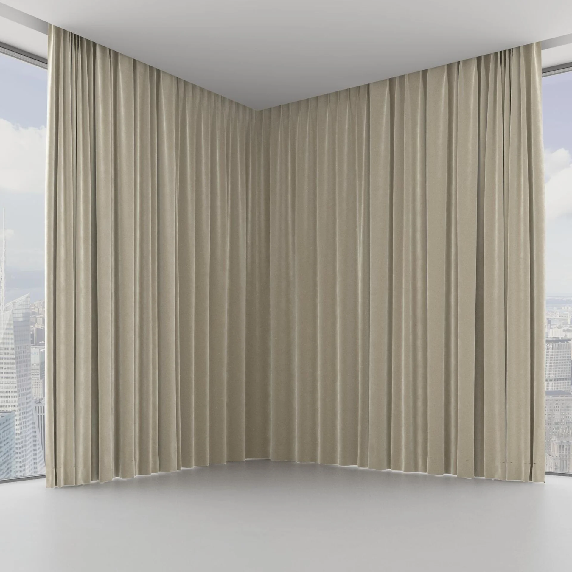 Front view of Vienna Suede, on hidden rail
