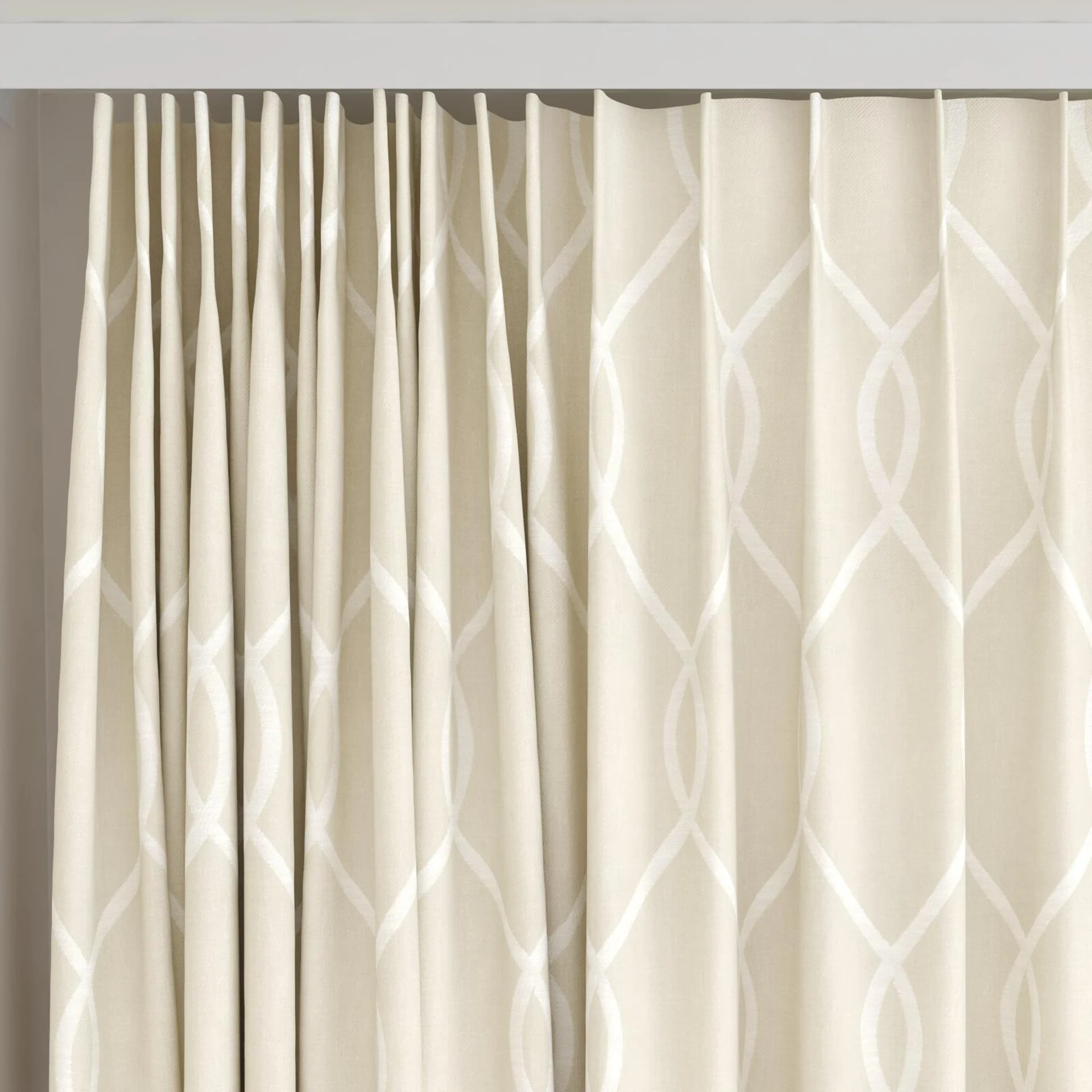 Top view of Latimer Angora, on curtain rail