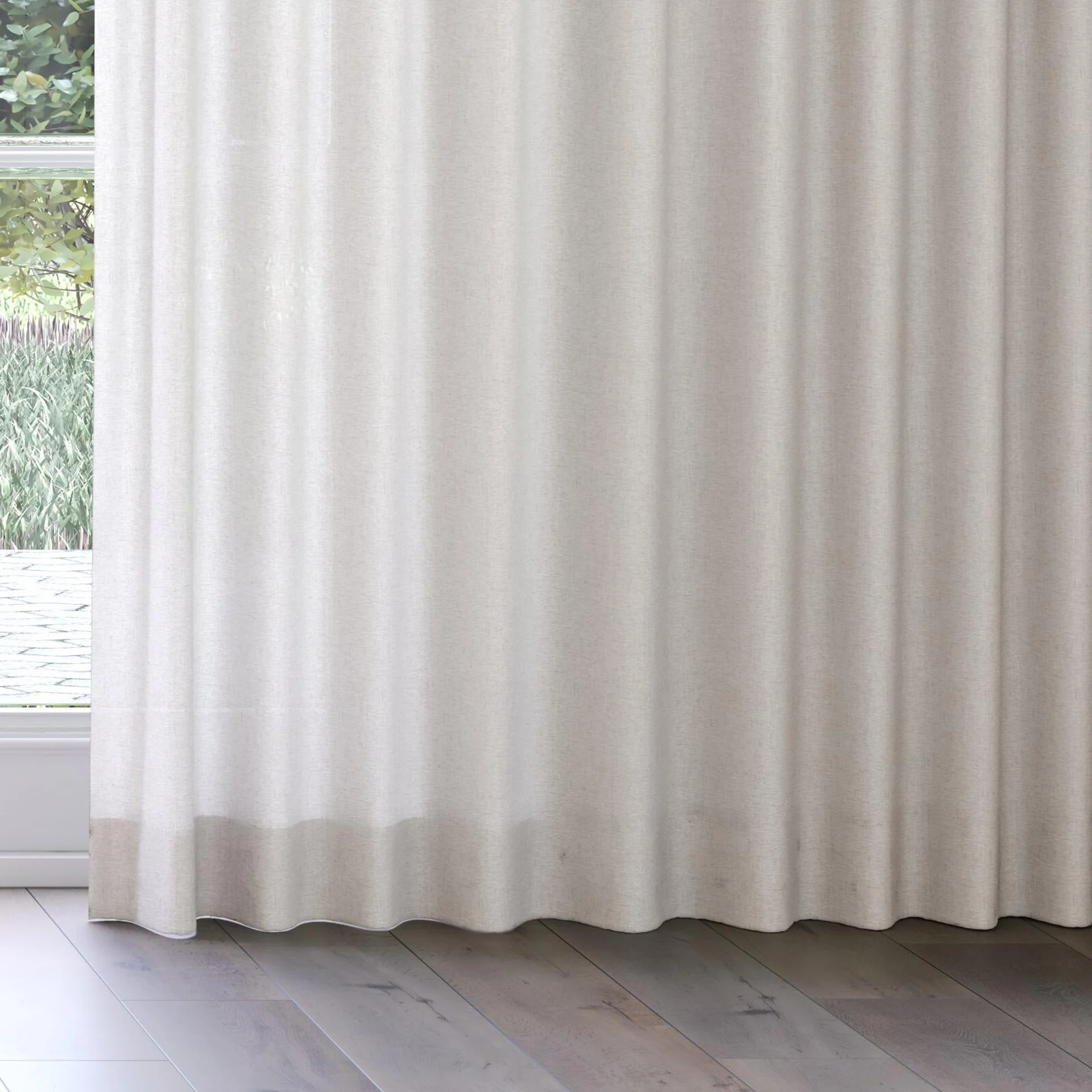 Bottom view of Envoy 2 Parchment 320cm, on curtain rail