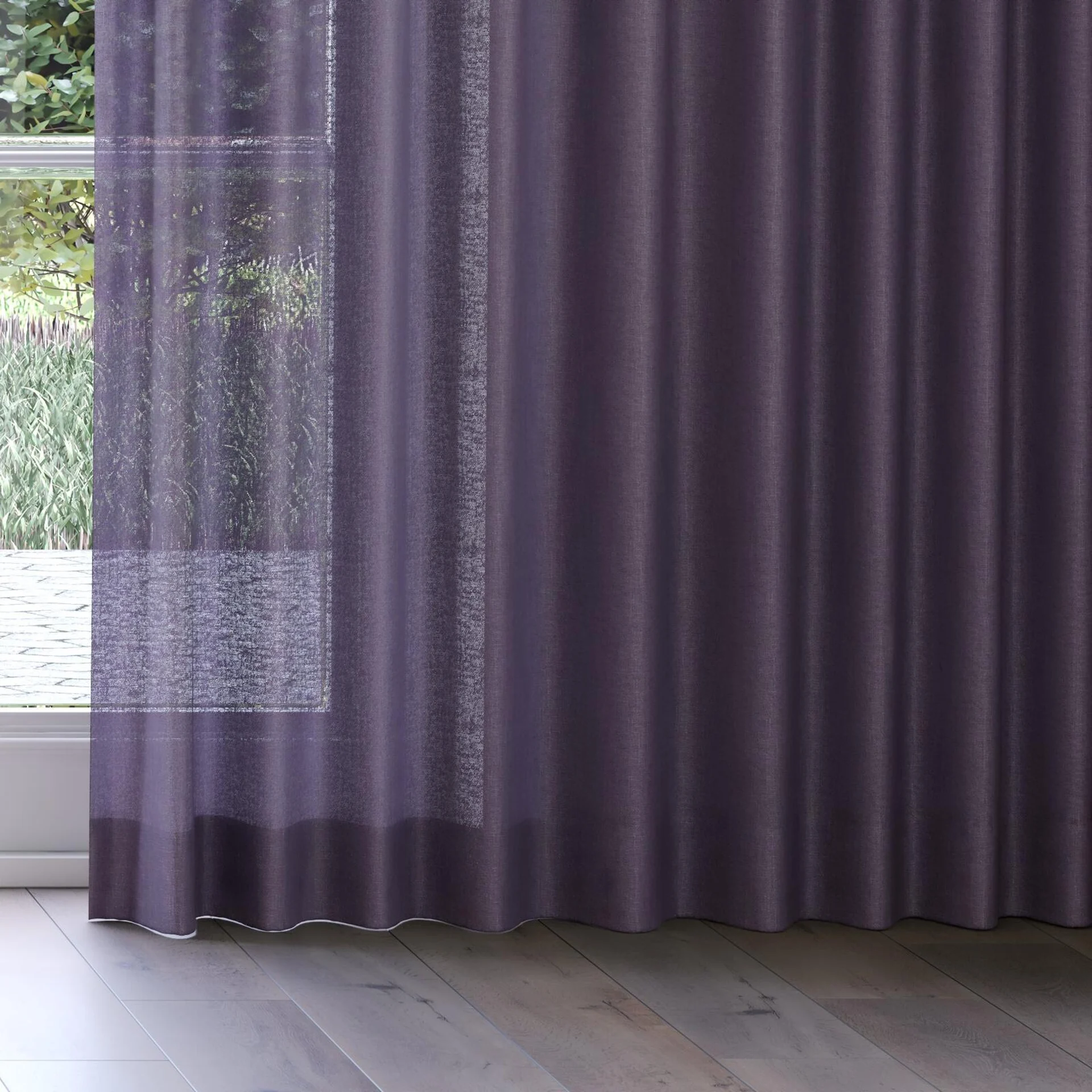 Bottom view of Lucidity Amethyst, on curtain rail