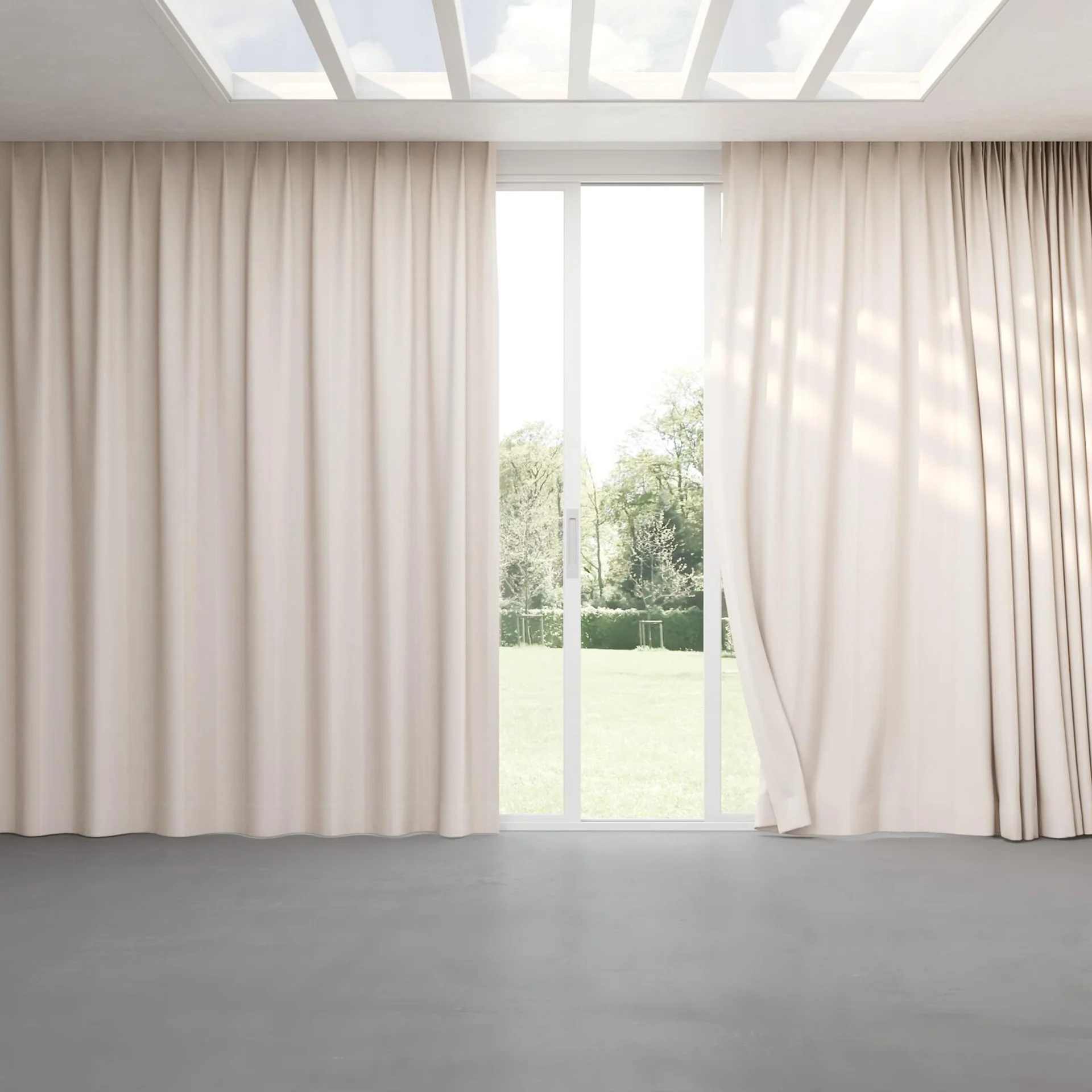 Full view of Borneo Uncoated Blush, pinch pleat