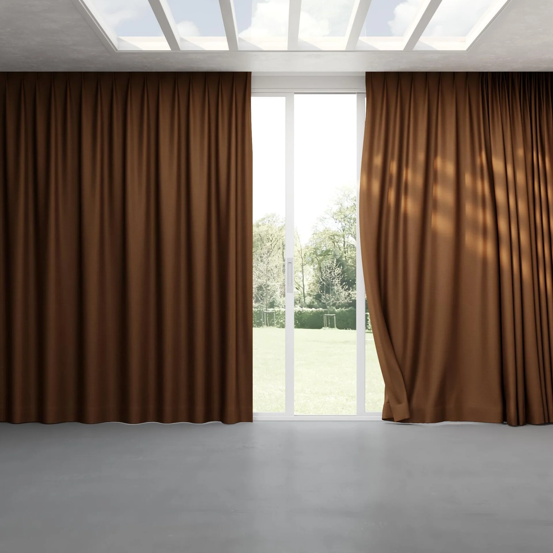 Full view of Linex Maroon, pinch pleat