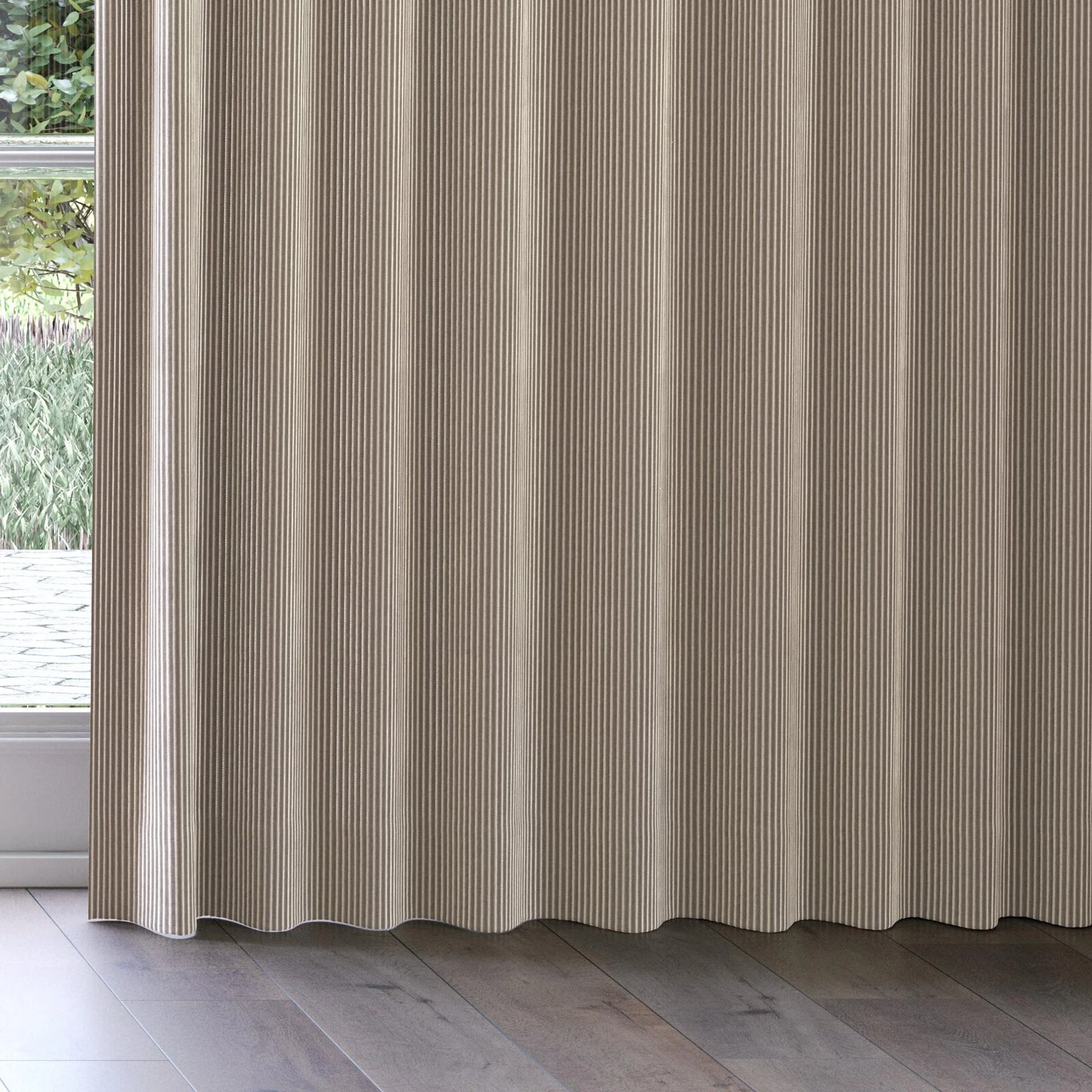 Bottom view of Embrace Stucco, on curtain rail