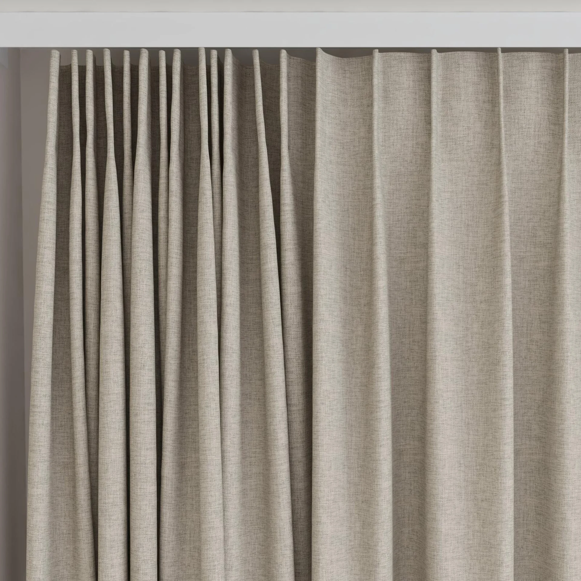 Top view of Envoy 2 Sesame 320cm, on curtain rail