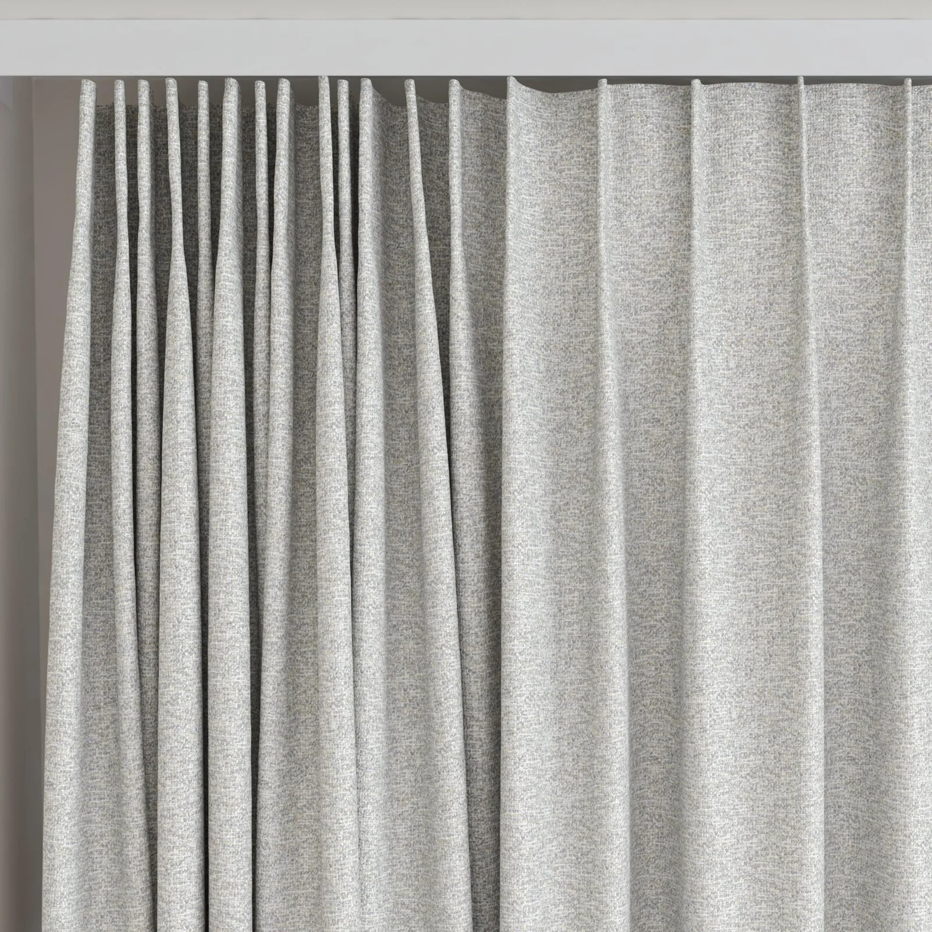 Top view of Bora Bora Ash, on curtain rail