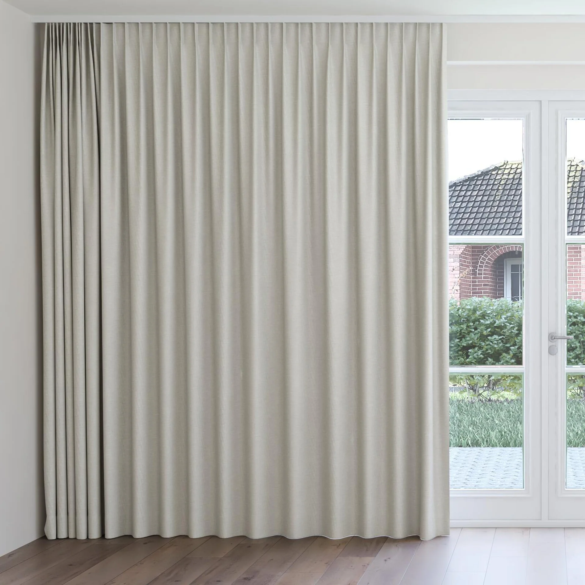 Front view of Casual Flint, on curtain rail