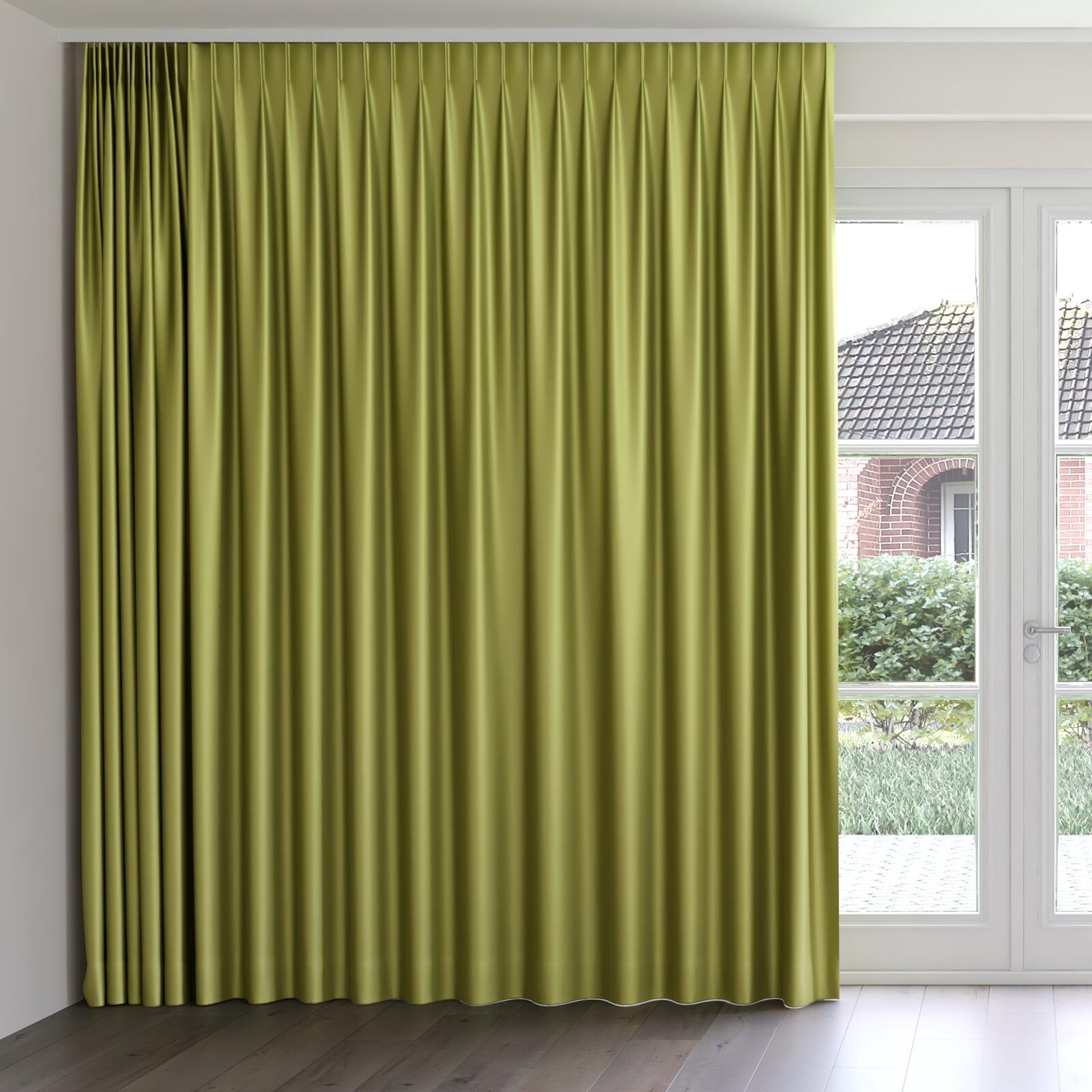 Front view of Moonbeam Beechnut, on curtain rail