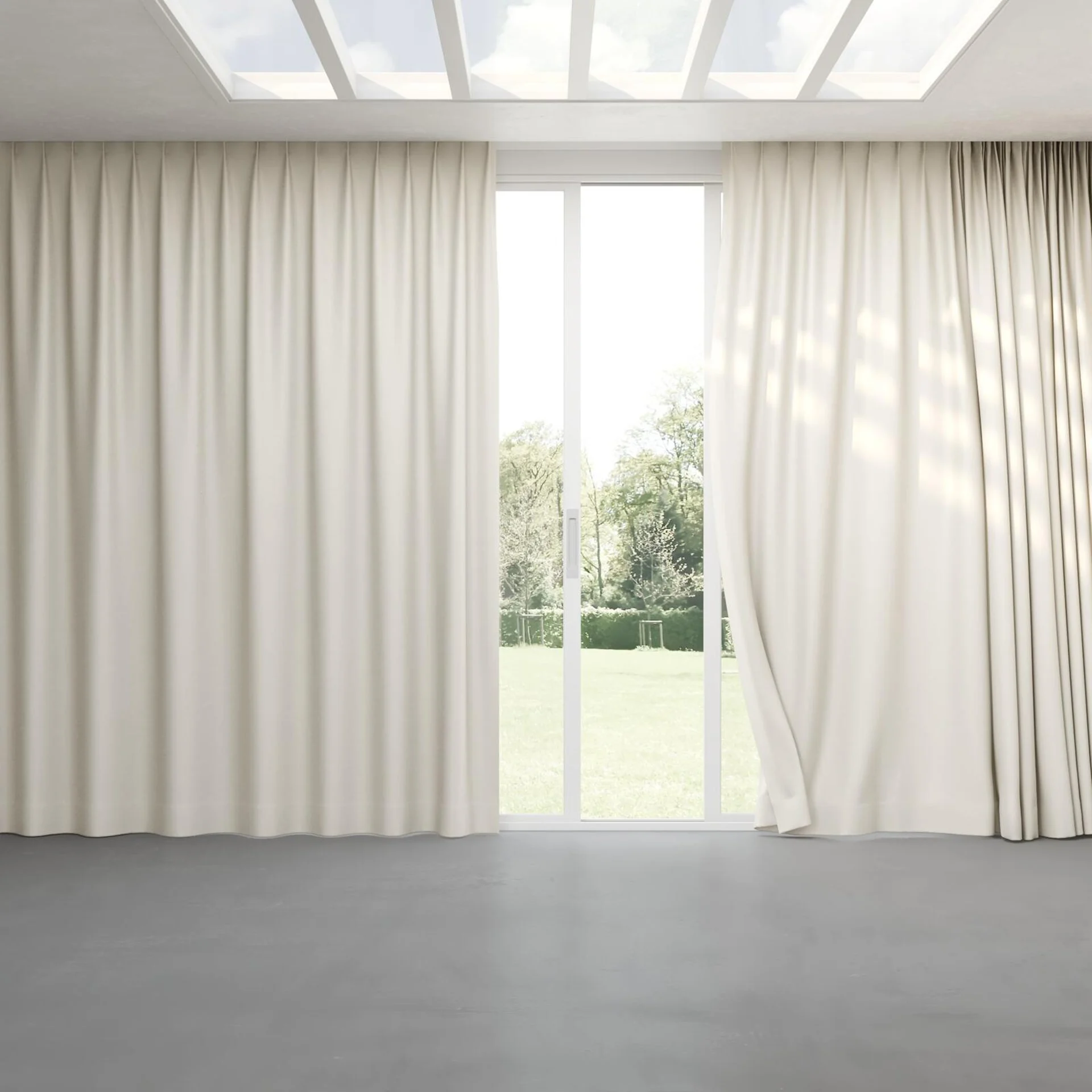 Full view of Bavaria Ivory, pinch pleat