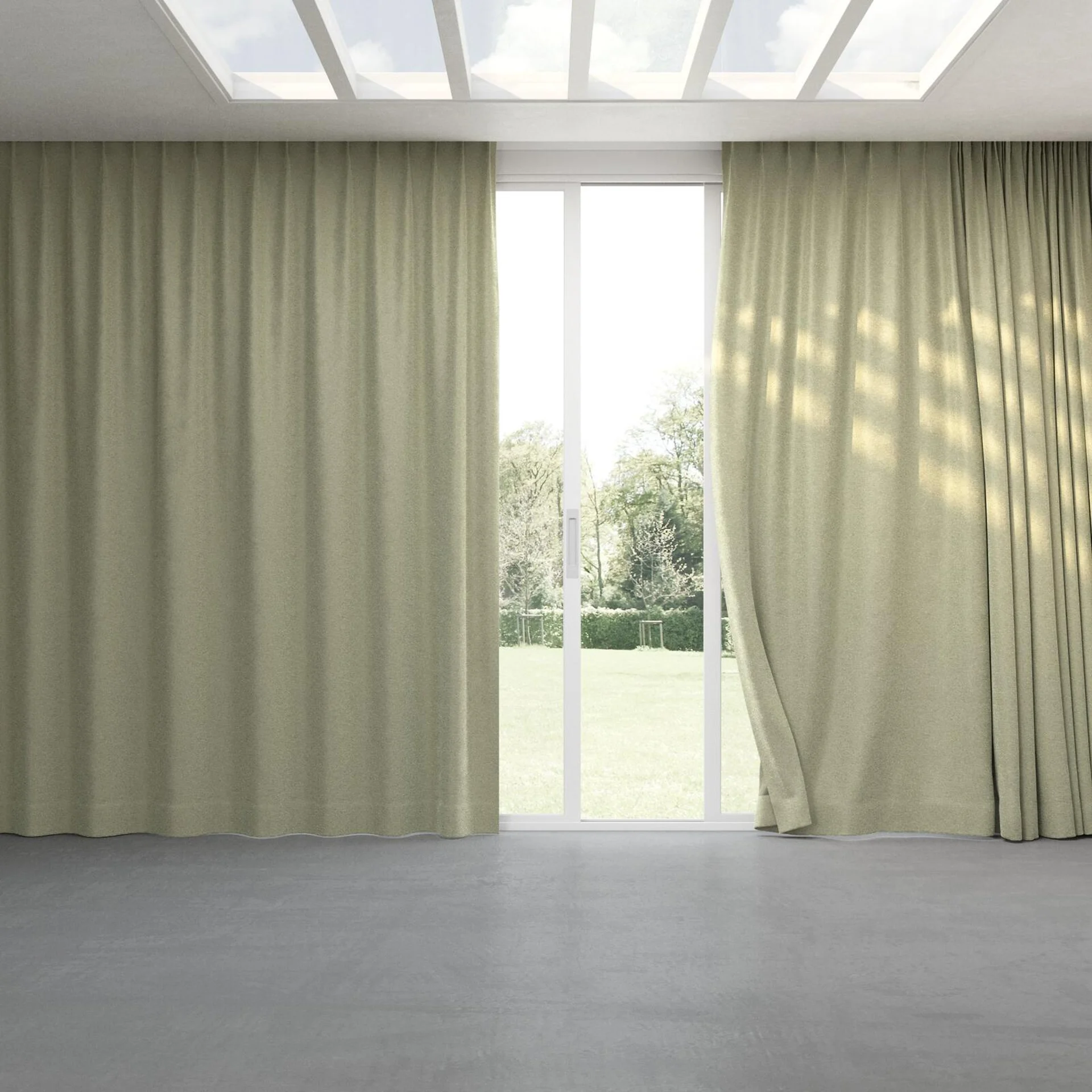 Full view of Brigadier Moss, pinch pleat