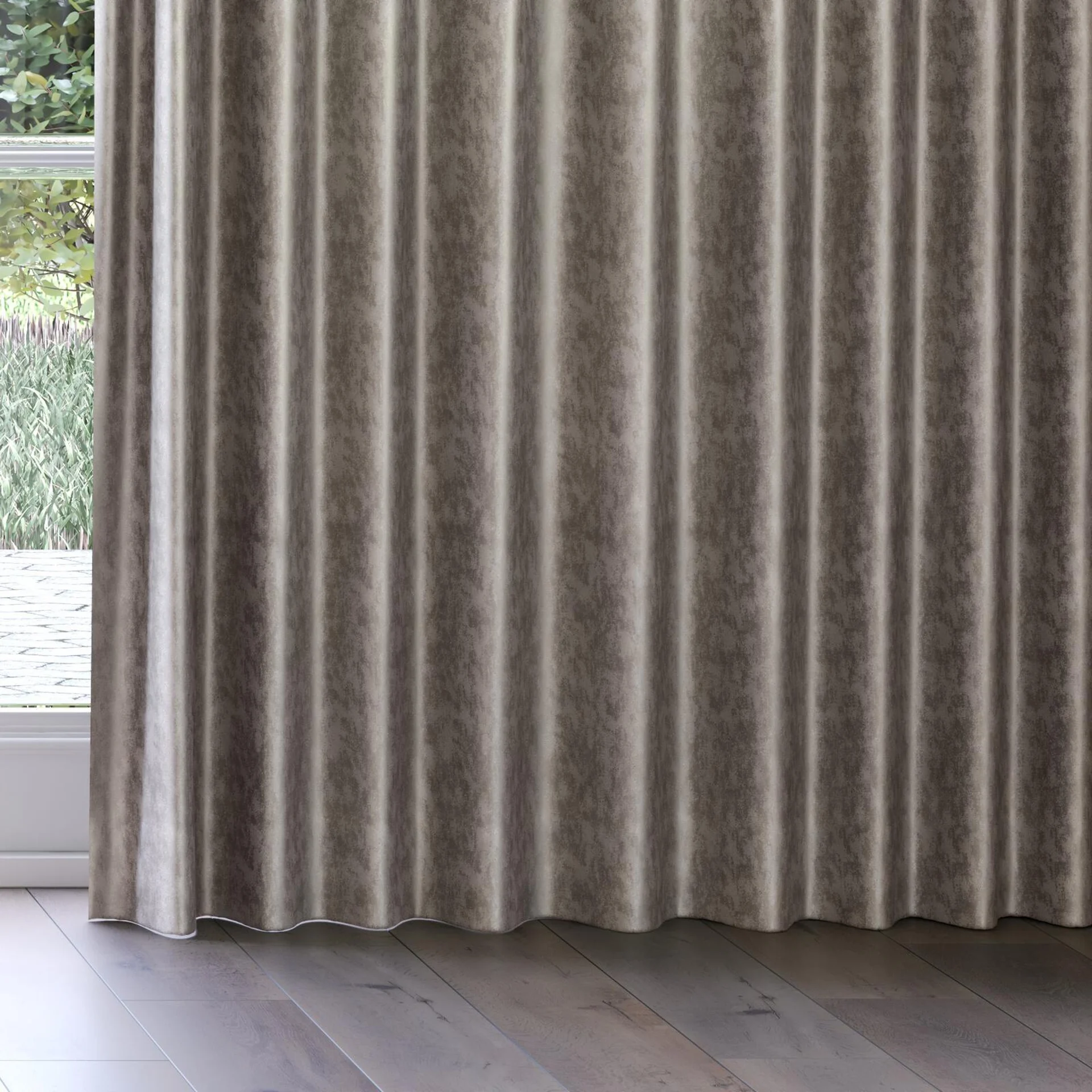 Bottom view of Fizz Titanium, on curtain rail
