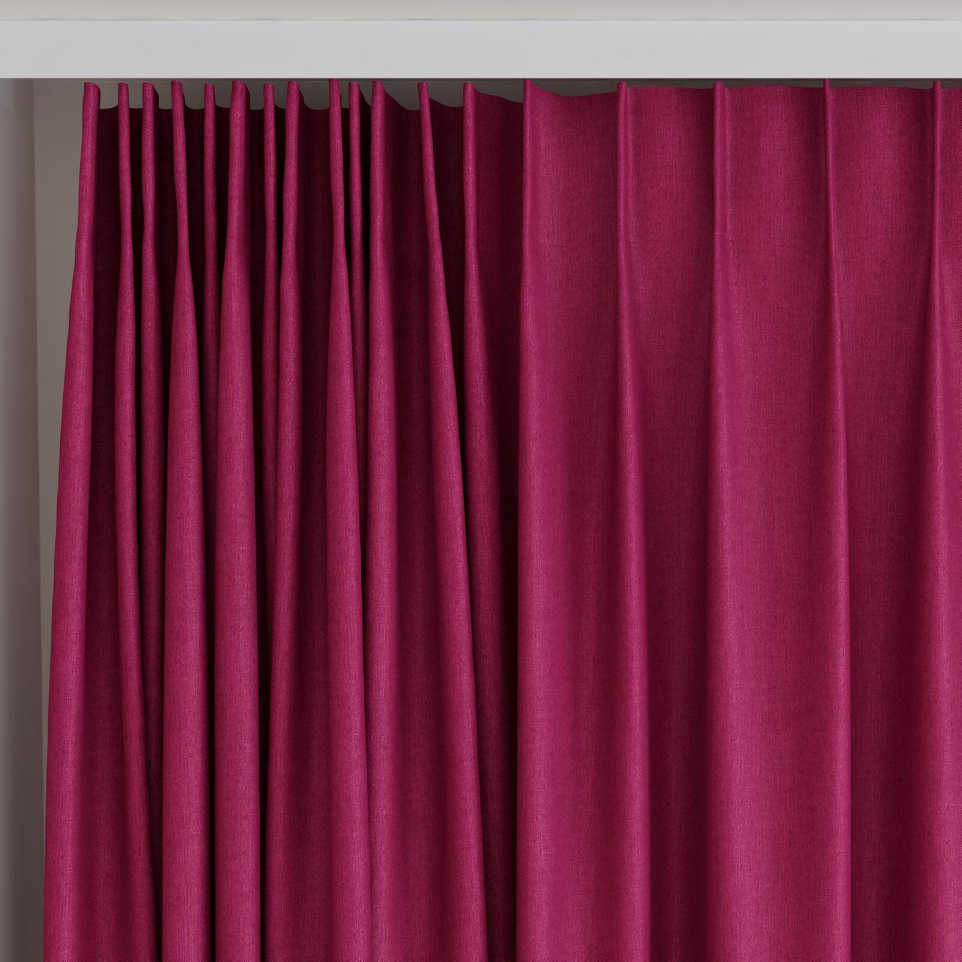 Top view of Cushy Peony, on curtain rail