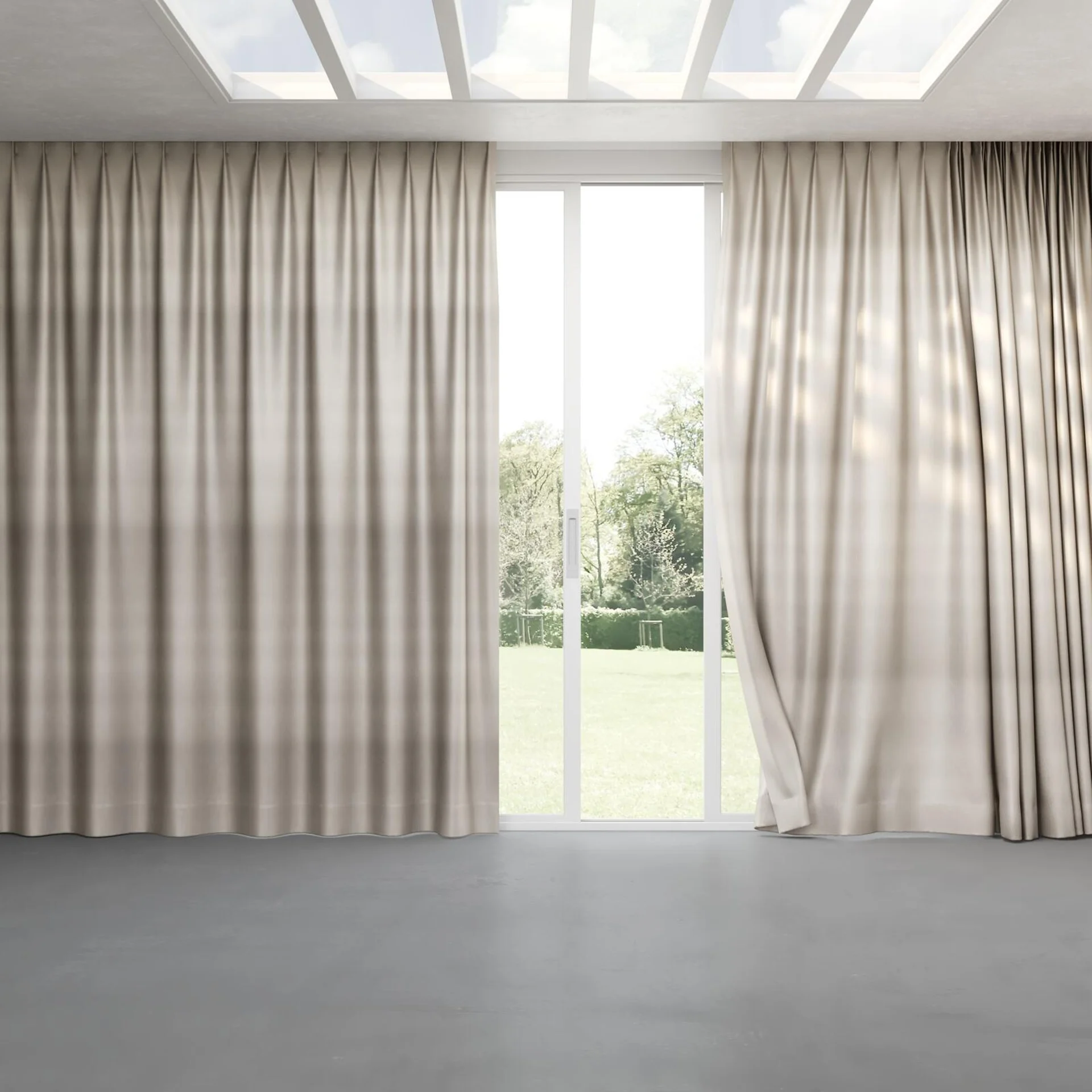 Full view of Glint Pelican, pinch pleat