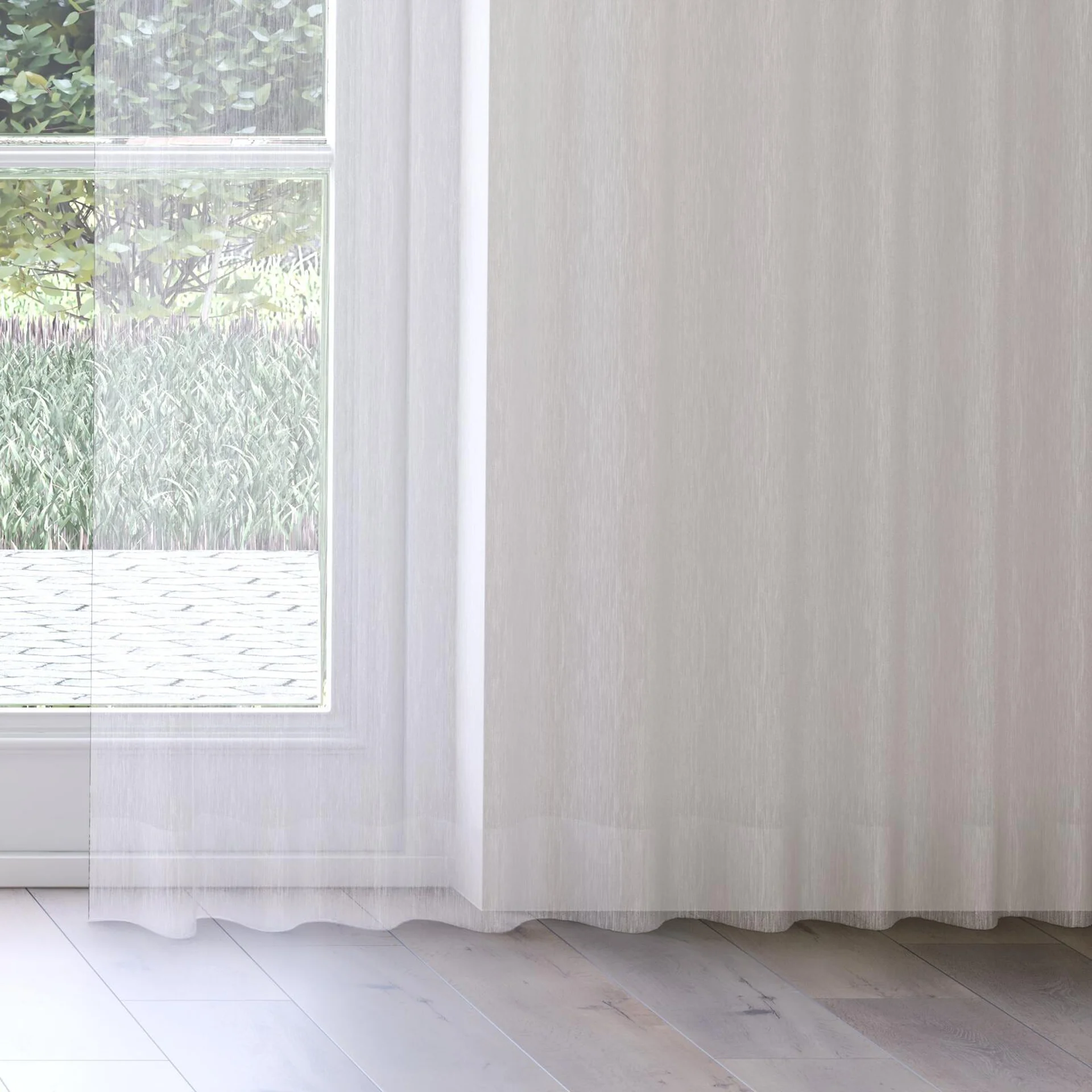 Bottom view of Makai (JDG) White Gold, on curtain rail
