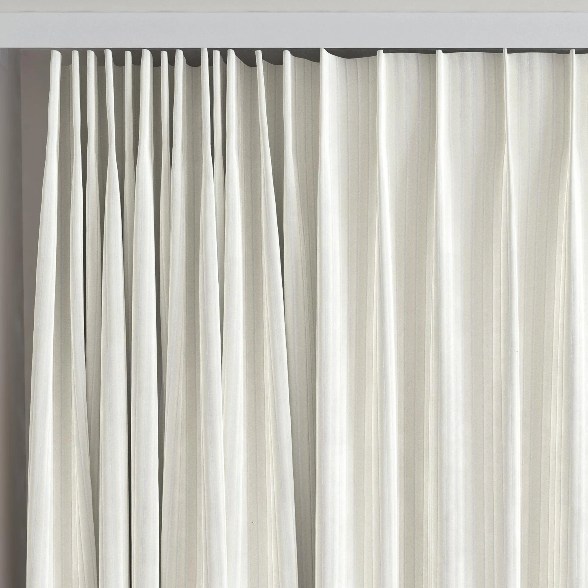 Top view of Embrace Cream, on curtain rail