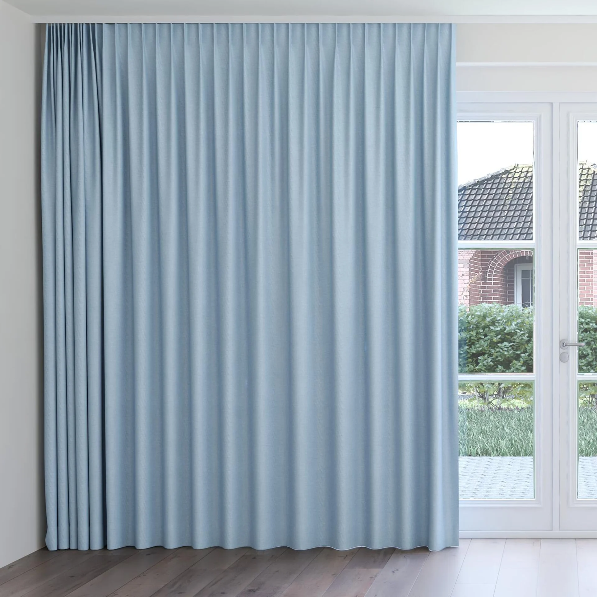 Front view of Casual Horizon, on curtain rail