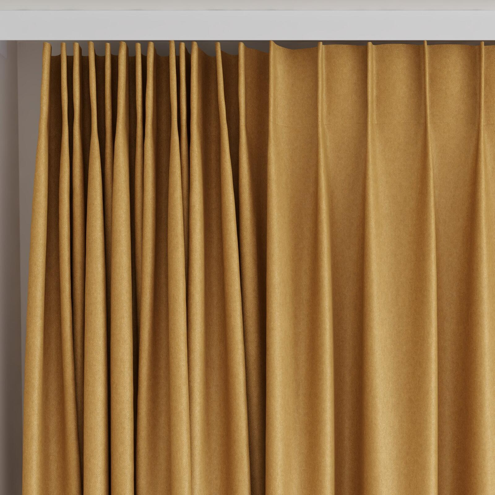 Top view of Woolly/Woolen Amber, on curtain rail