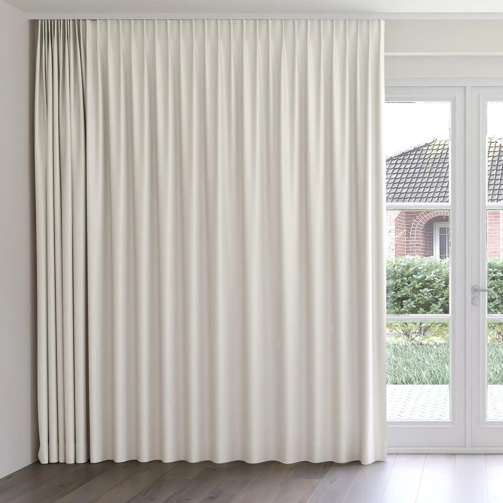 Front view of Banksia Oyster, on curtain rail