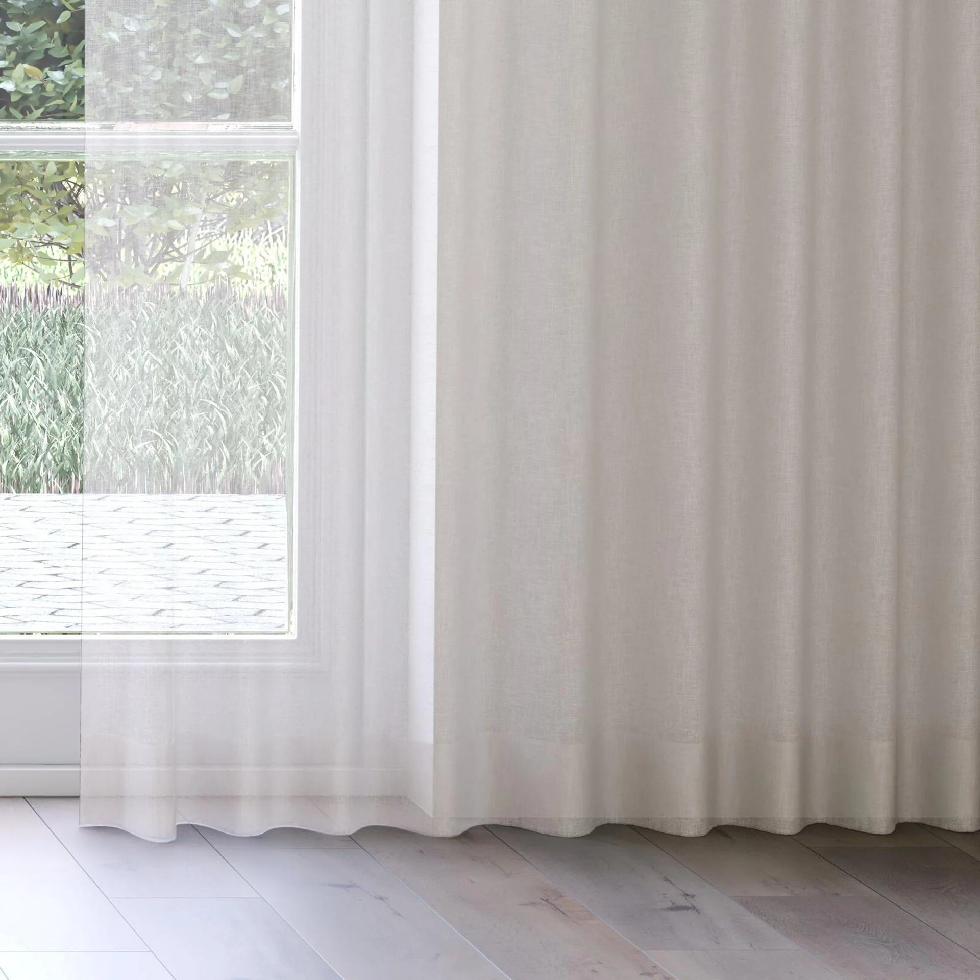 Bottom view of Natura Recycled Sandstone, on curtain rail