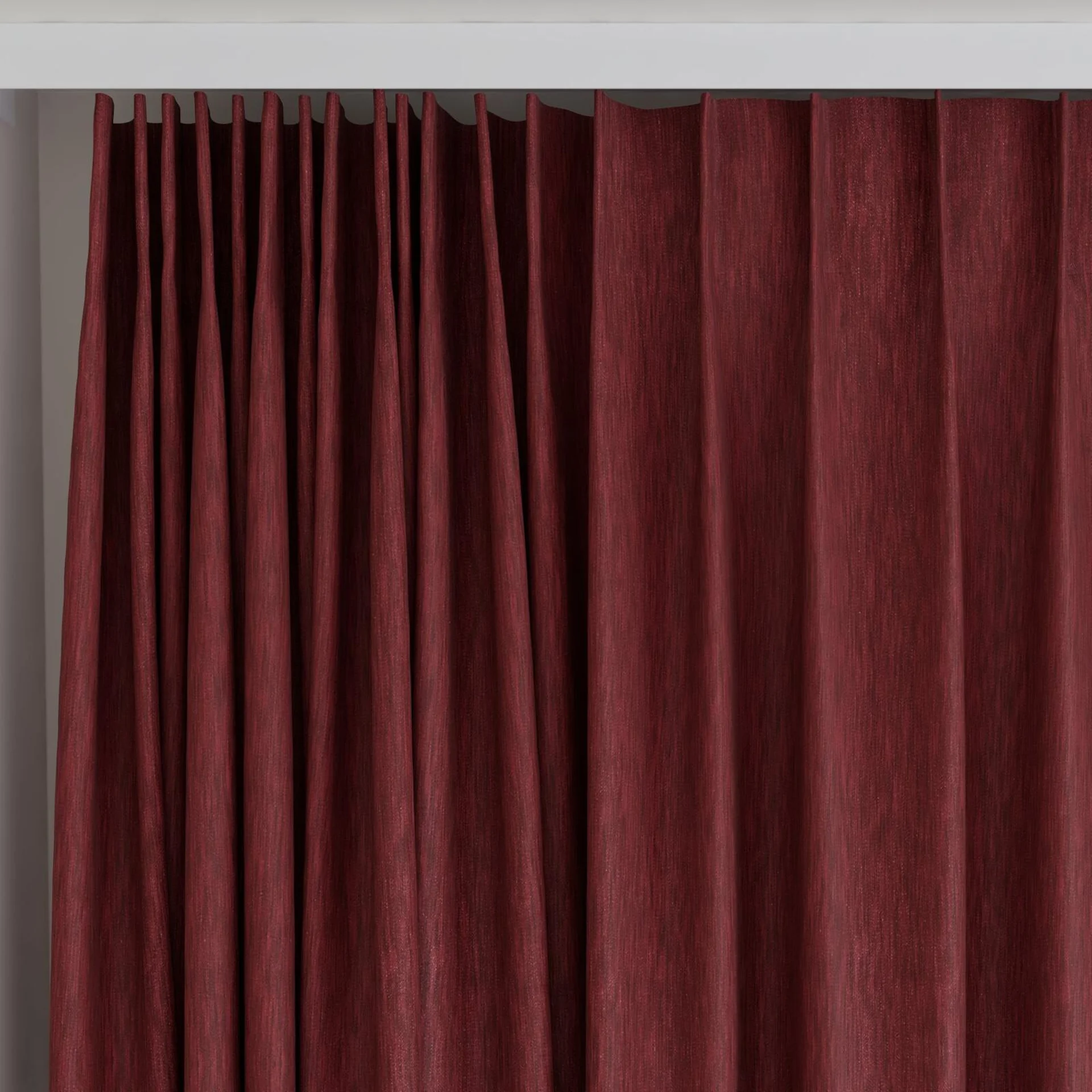 Top view of Tuxedo Raspberry, on curtain rail