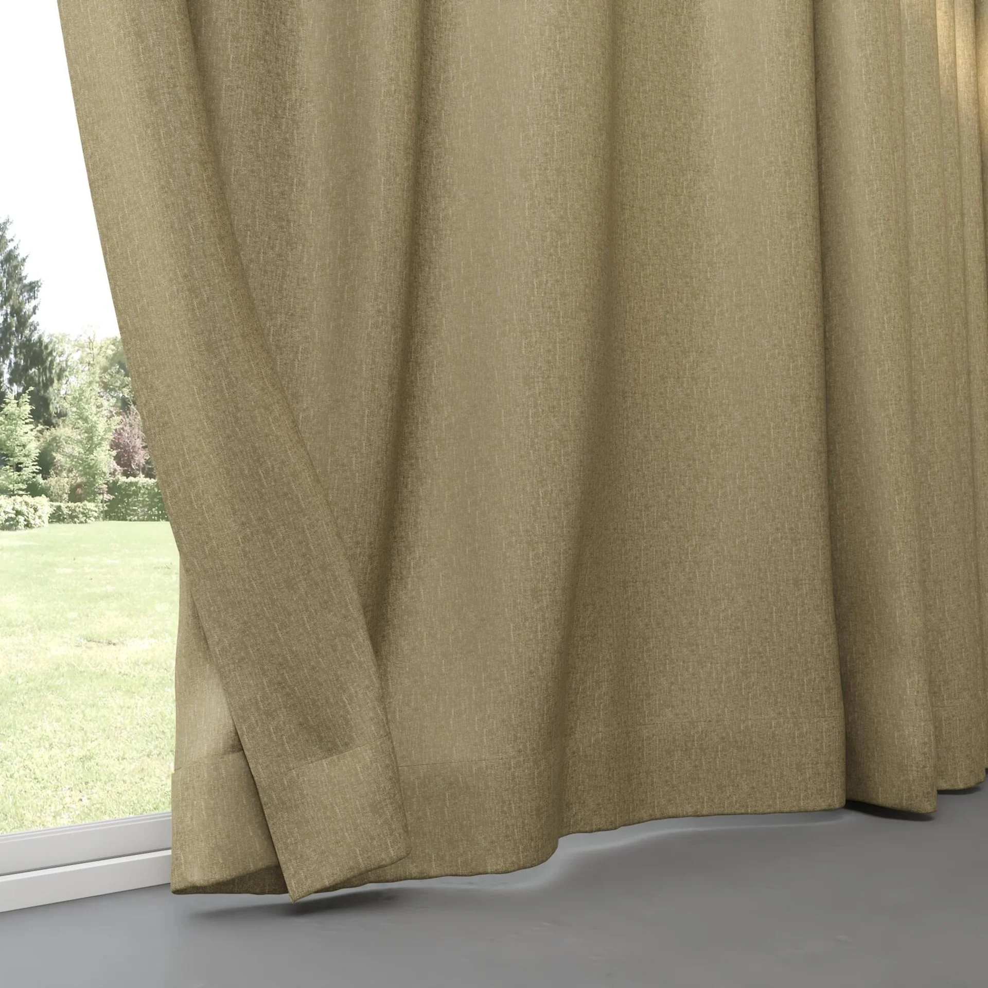 Bottom view of Rewind Bronze, pinch pleat
