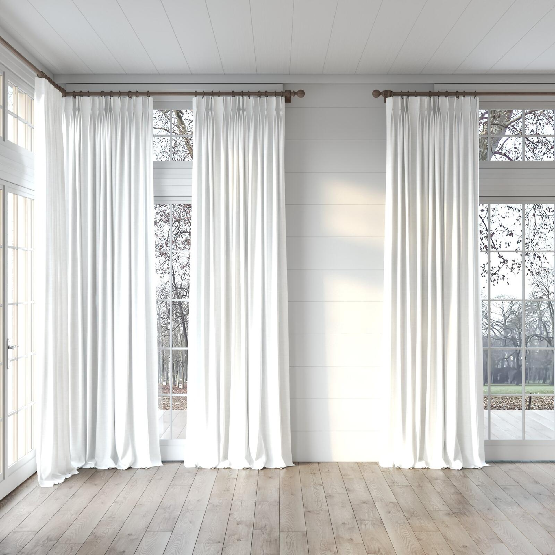 Full view of Keystone Snow, puddled, on curtain rod