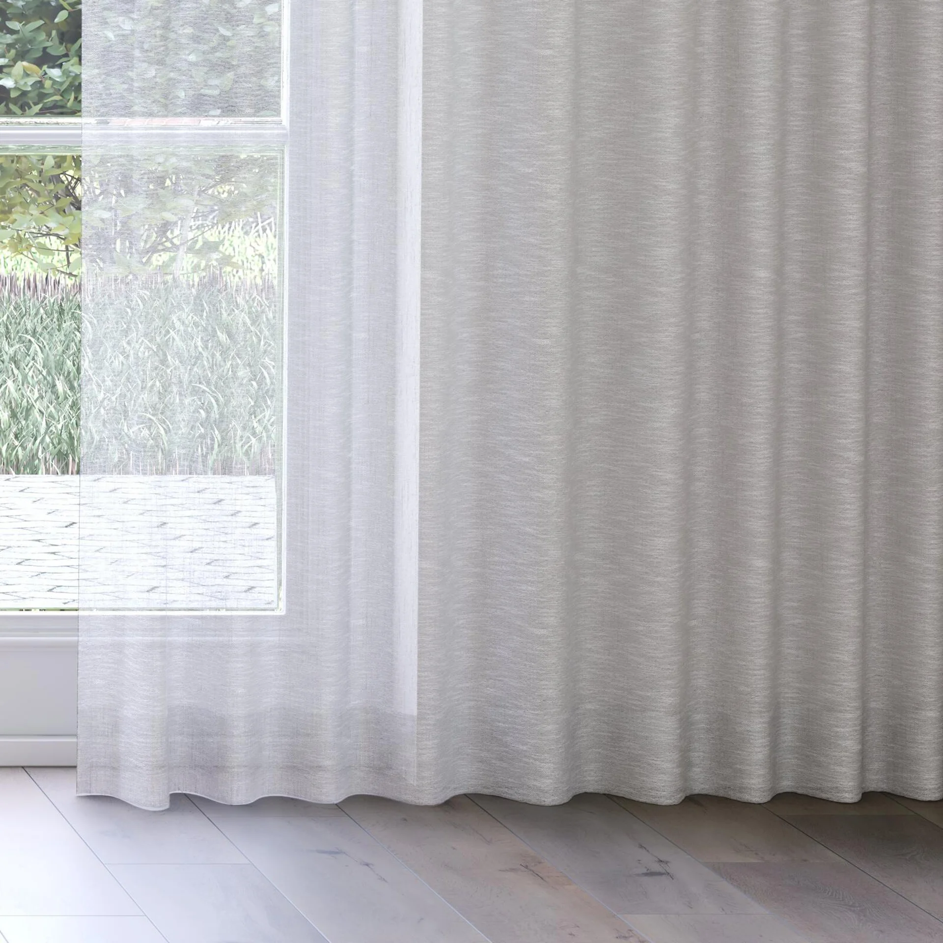 Bottom view of Drift Mist, on curtain rail