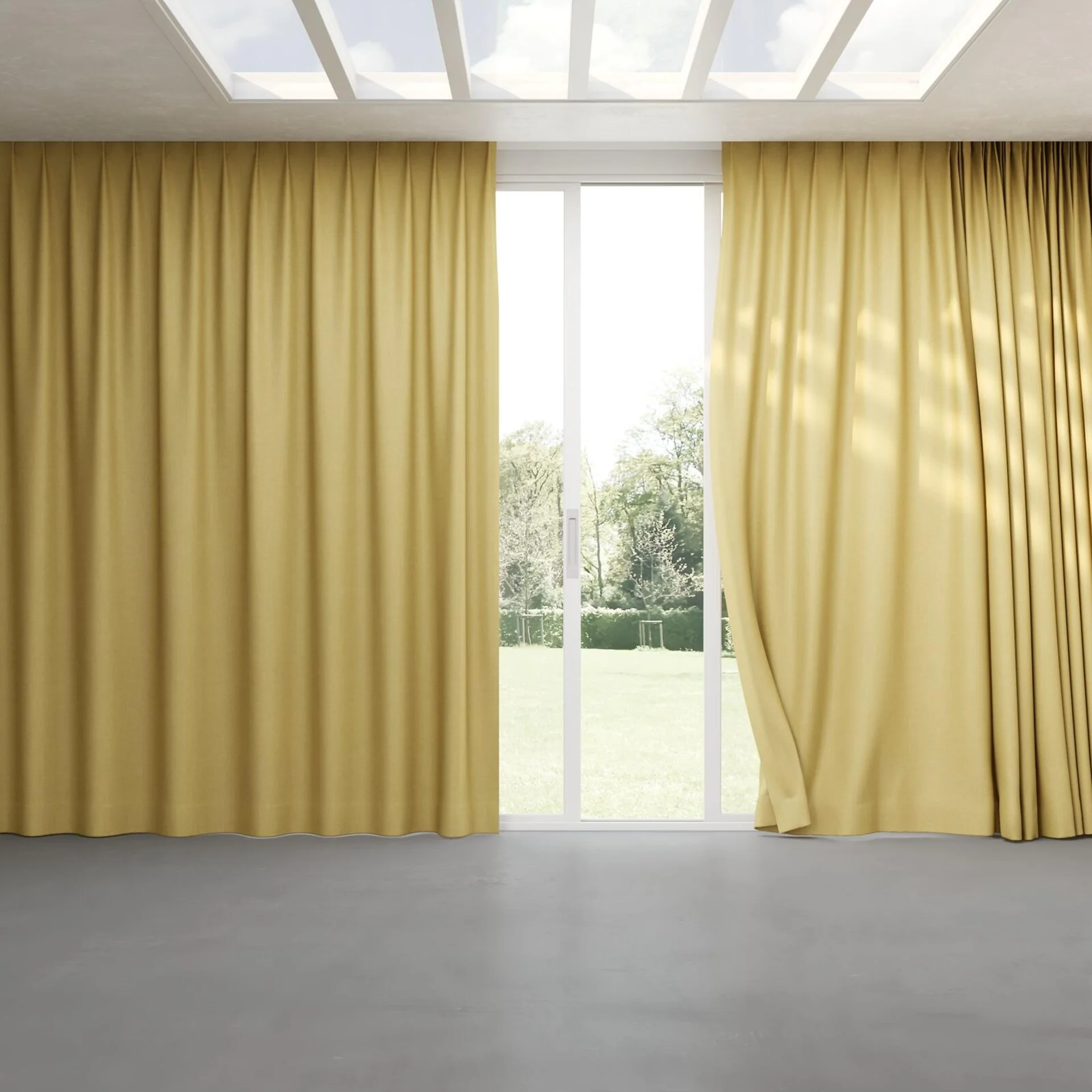 Full view of Cushy Bamboo, pinch pleat