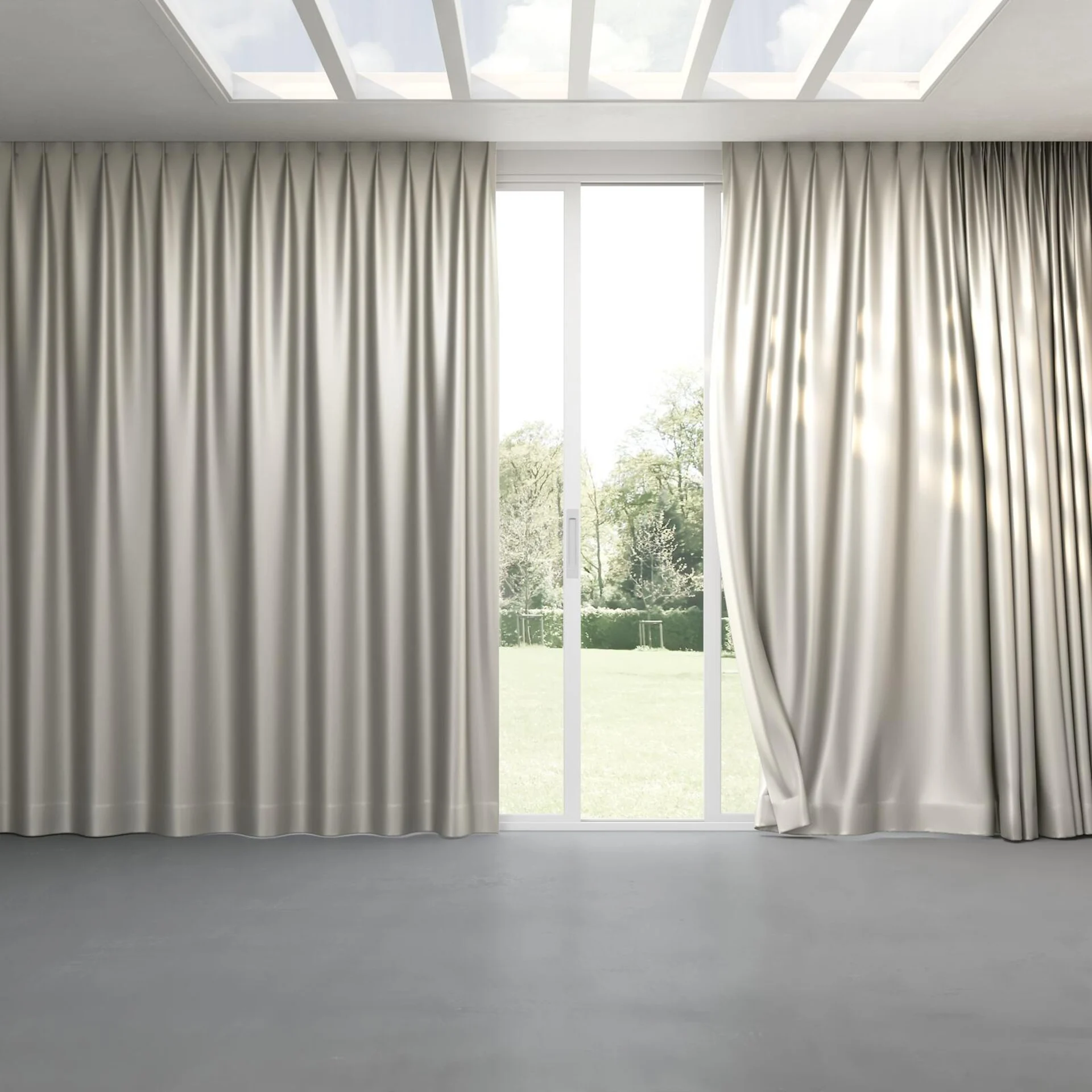 Full view of North Face Dove, pinch pleat