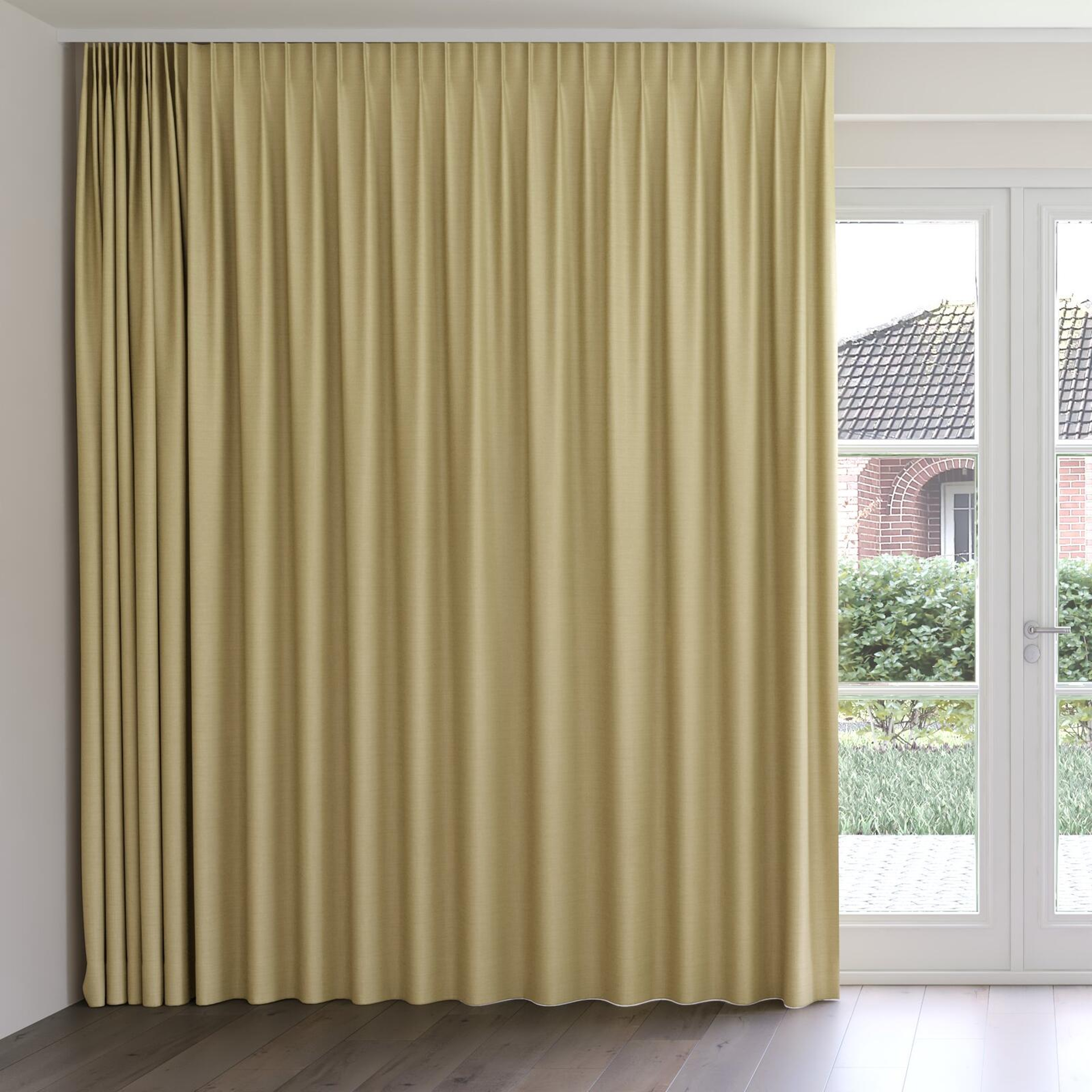 Front view of Linex Rattan, on curtain rail