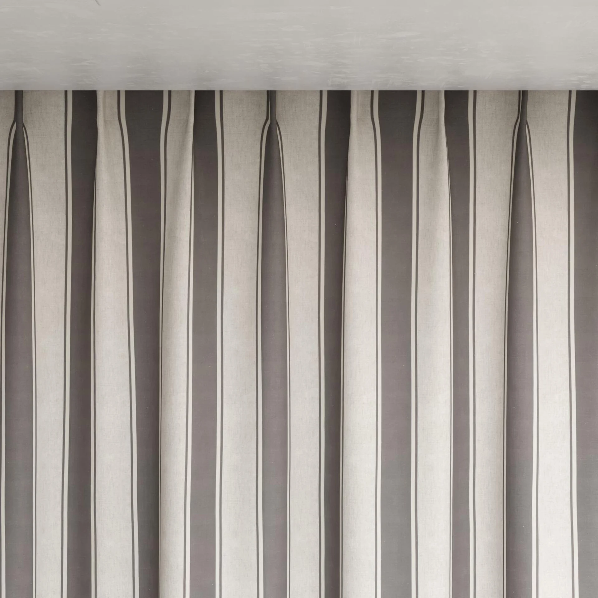 Top view of Broad Stripe Charcoal, pinch pleat