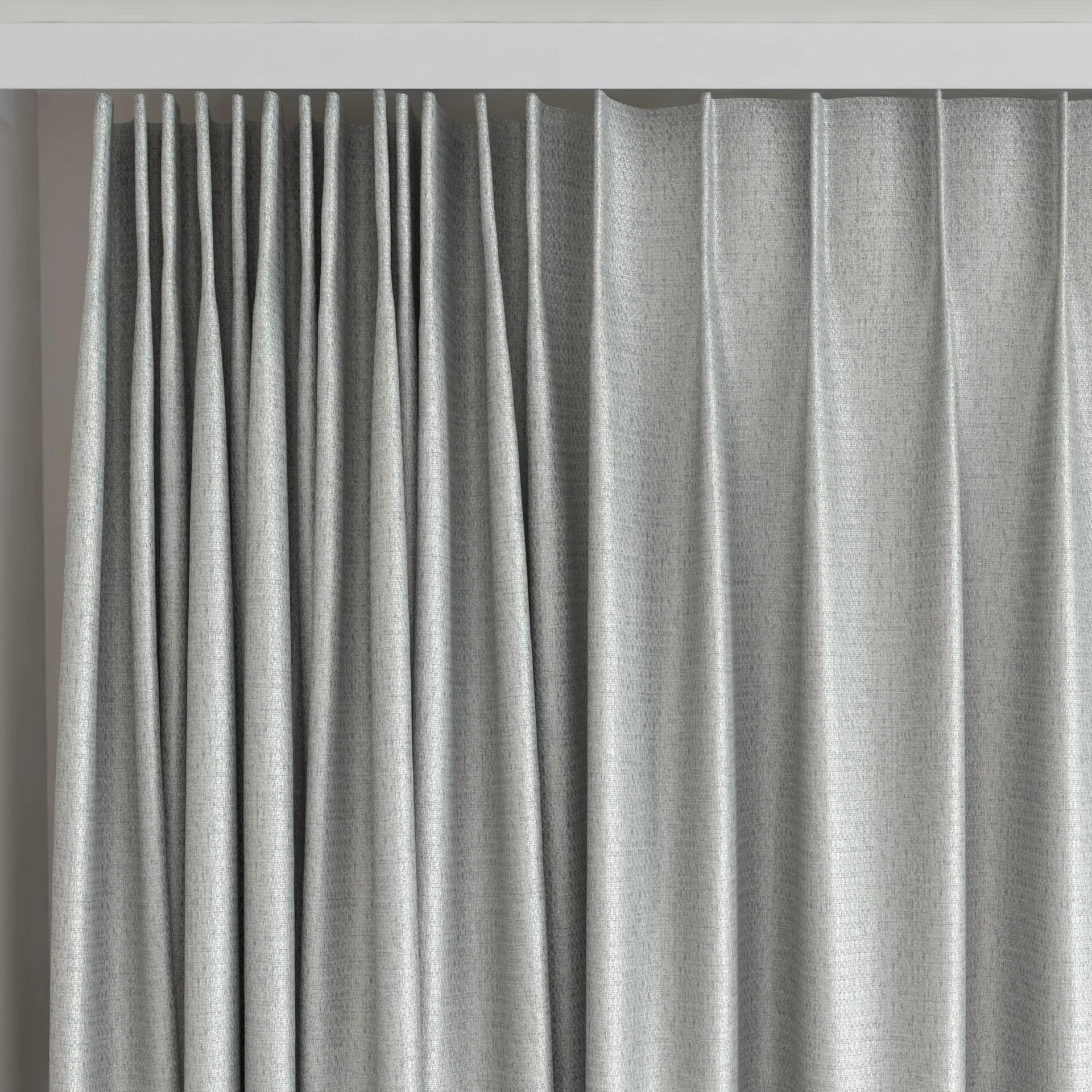 Top view of Kennedy II Blackout Stone, on curtain rail
