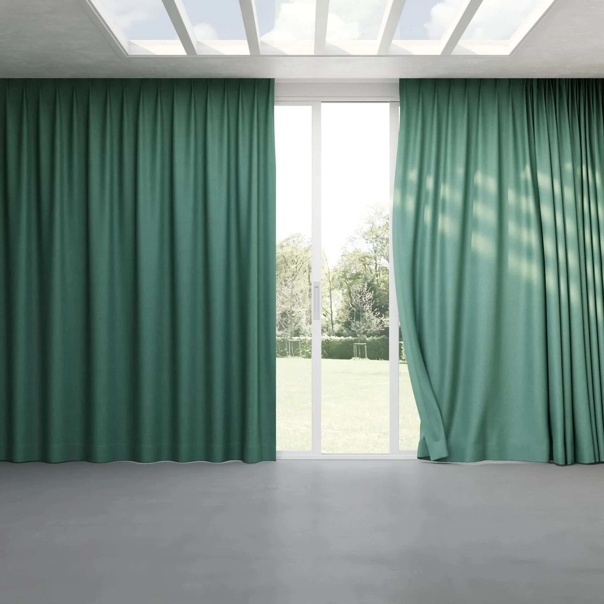 Full view of Rover Spruce, pinch pleat