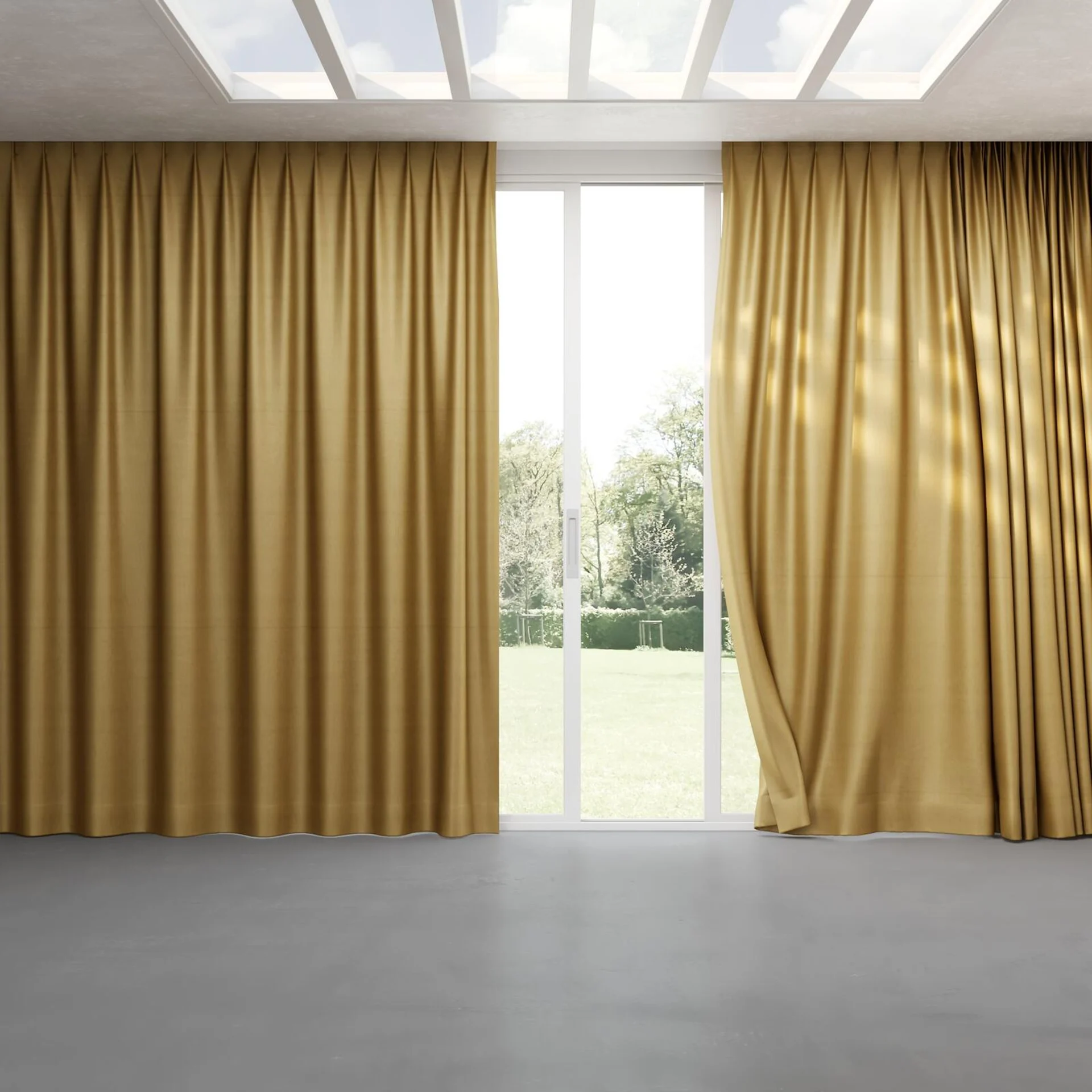 Full view of Warlock Tan, pinch pleat