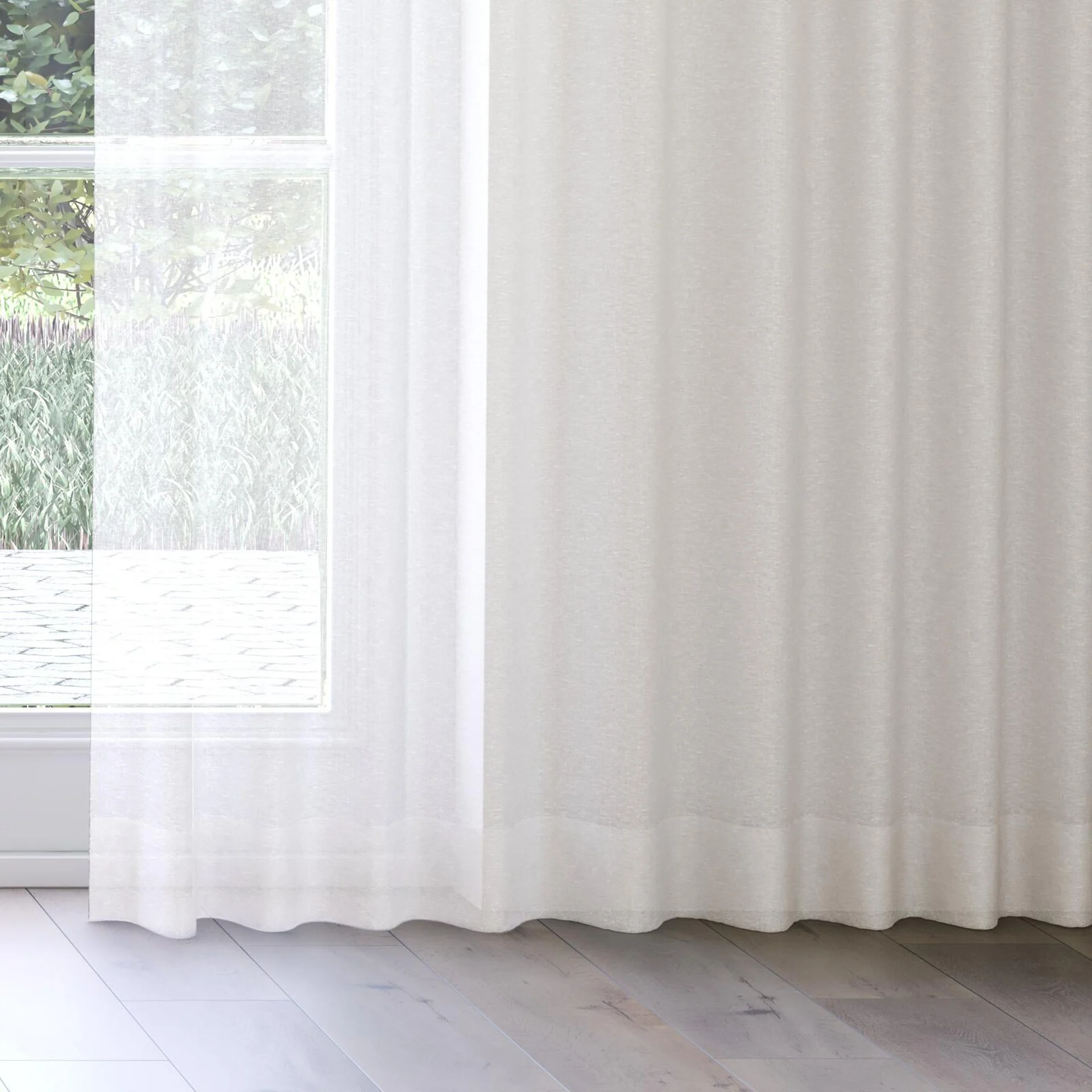 Bottom view of Marie Whisper, on curtain rail