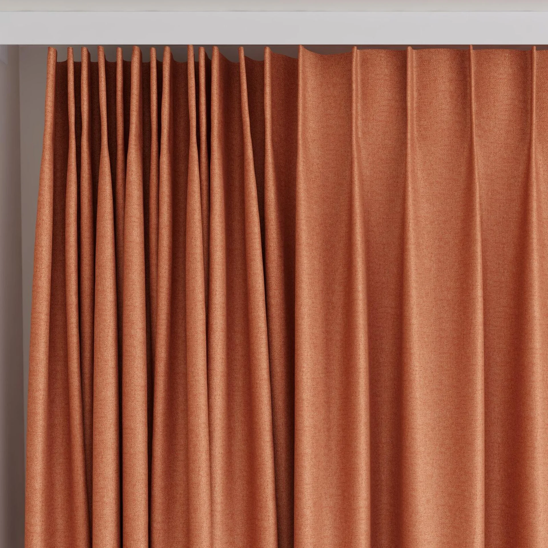 Top view of Grove Sienna, on curtain rail