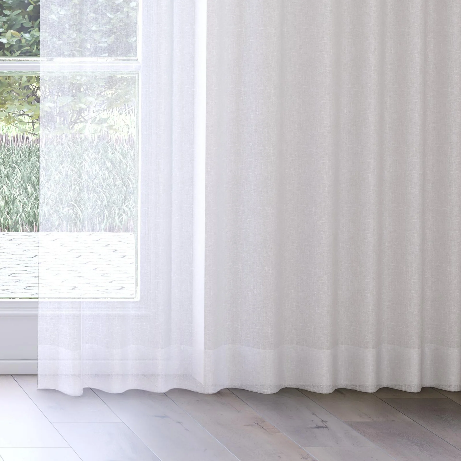 Bottom view of Seaview Alabaster, on curtain rail