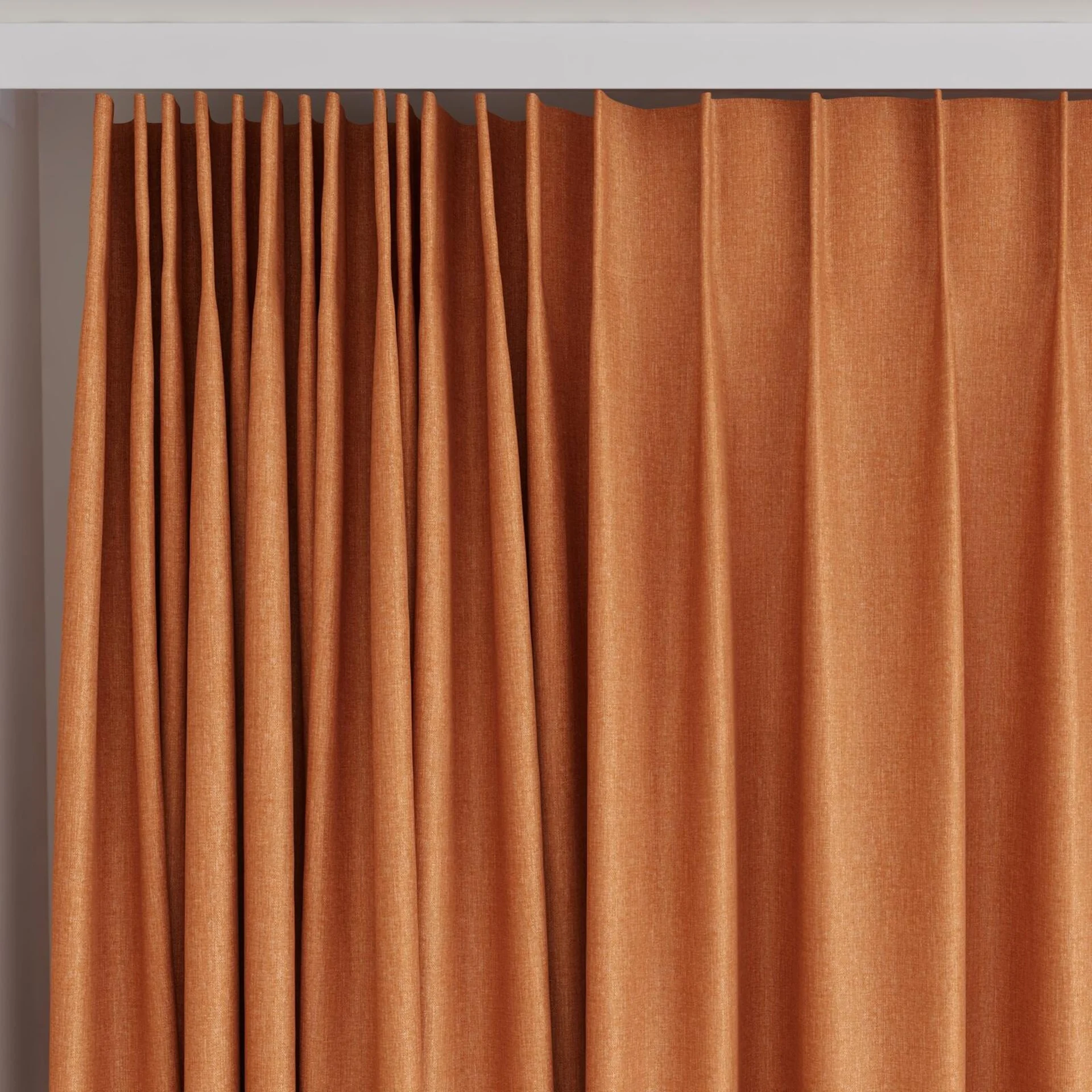 Top view of Kidglove Sienna, on curtain rail