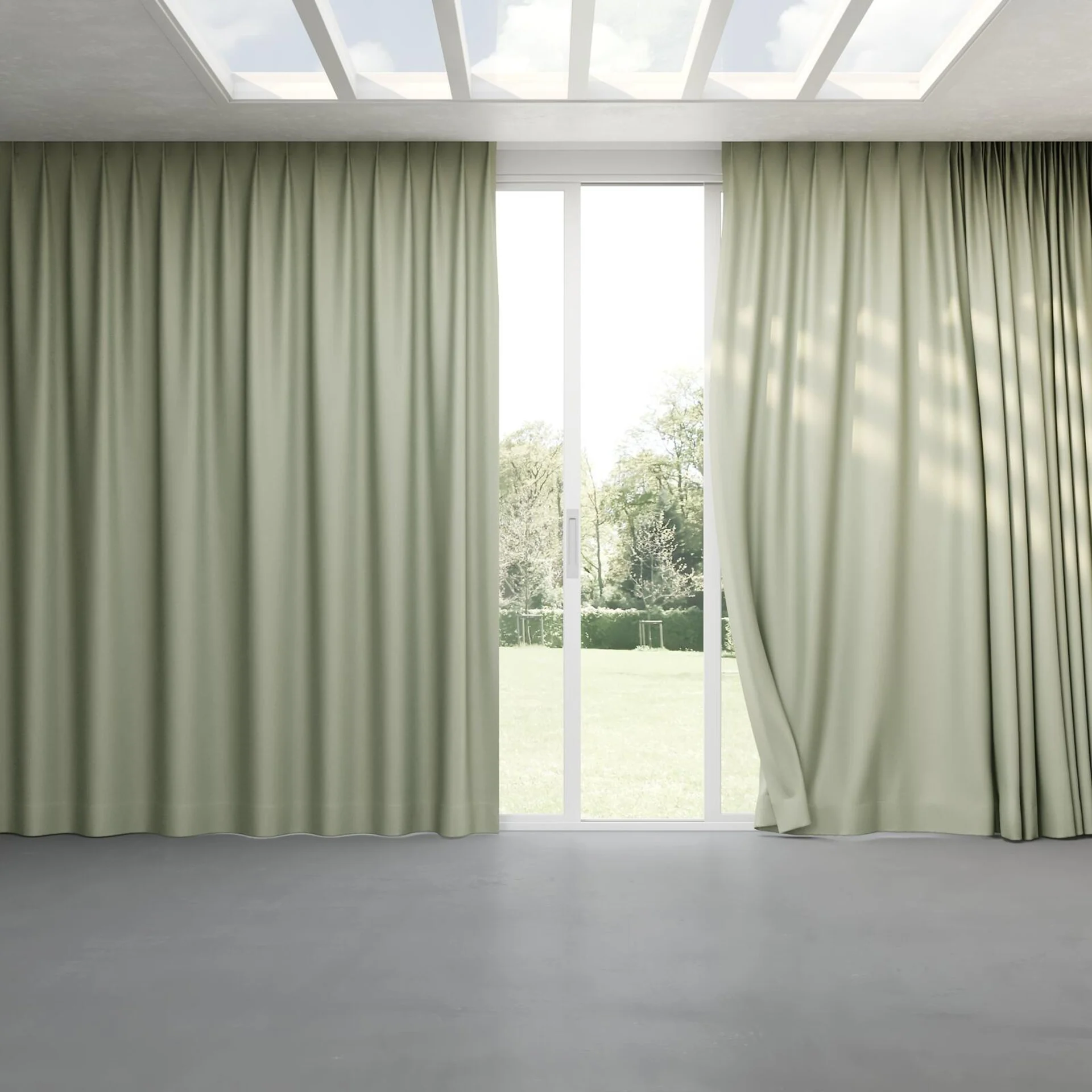 Full view of Grove Seagrass, pinch pleat