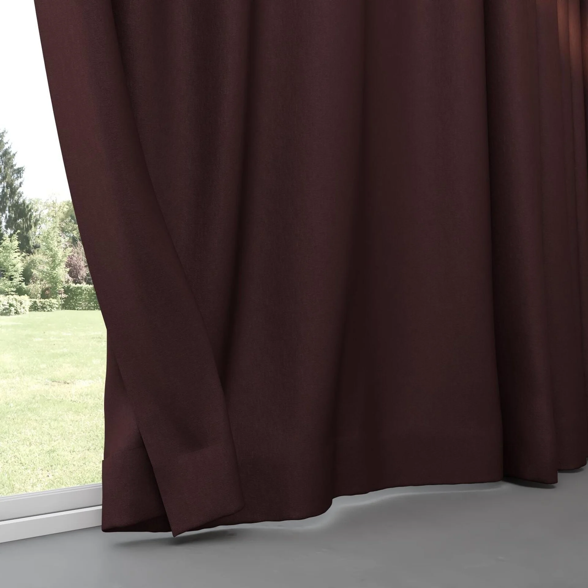 Bottom view of Eternal Plum, pinch pleat