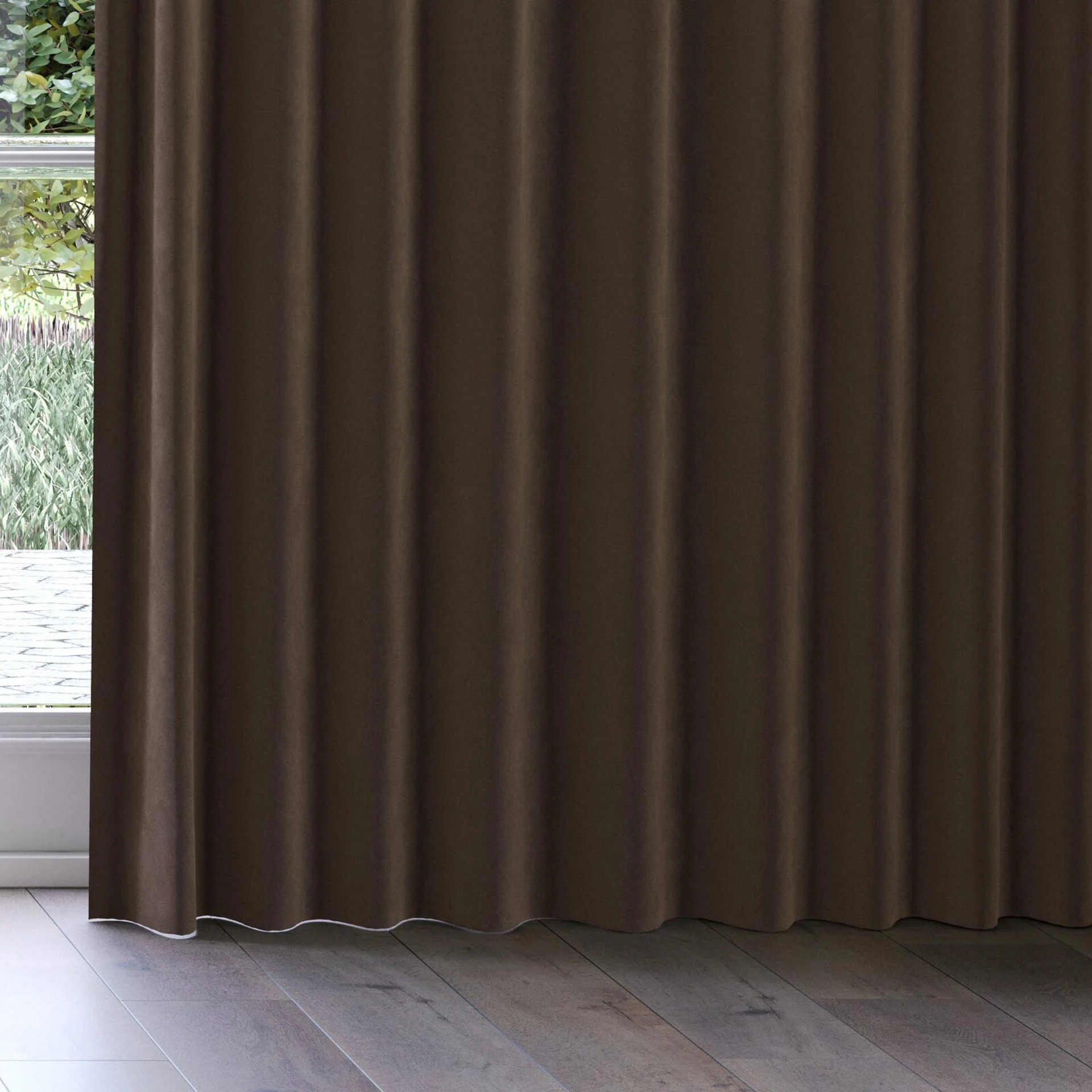 Bottom view of Vienna Truffle, on curtain rail