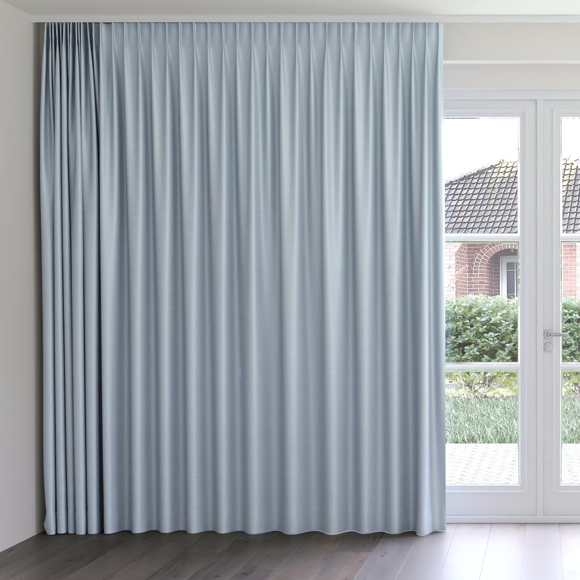 Front view of Silky Sky, on curtain rail