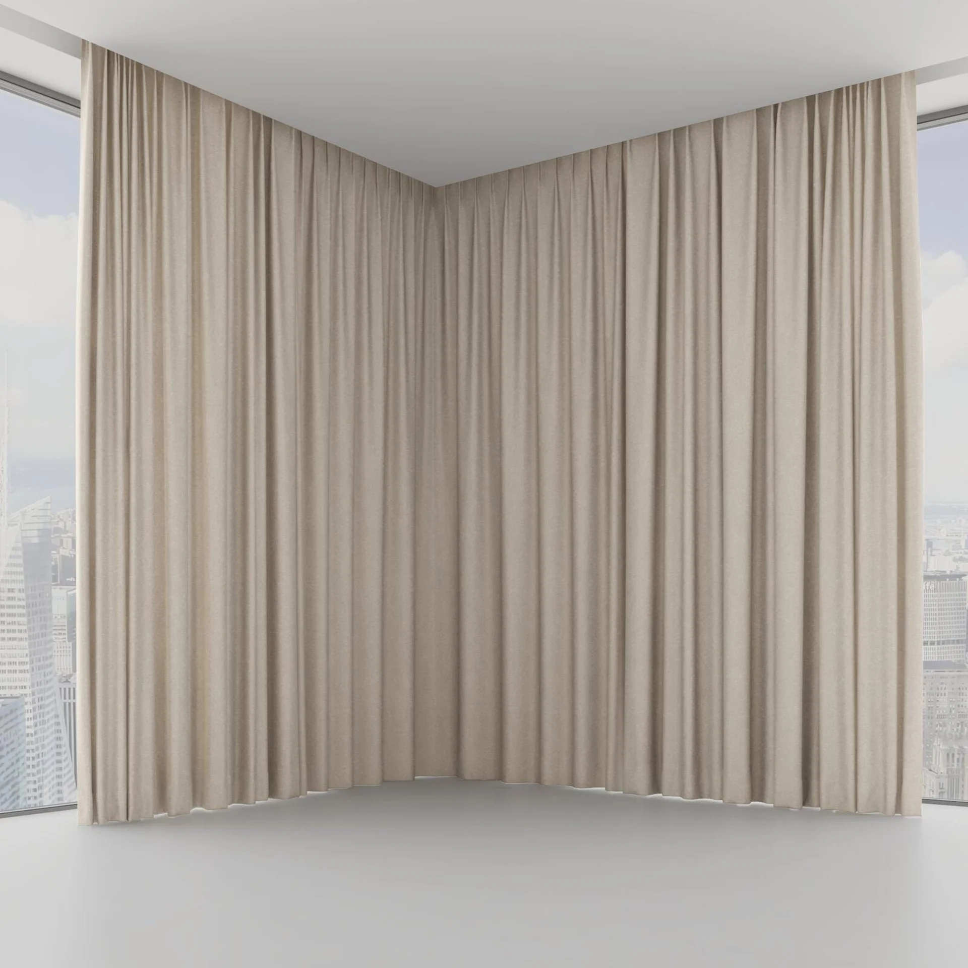 Front view of Glamour Taupe, on hidden rail
