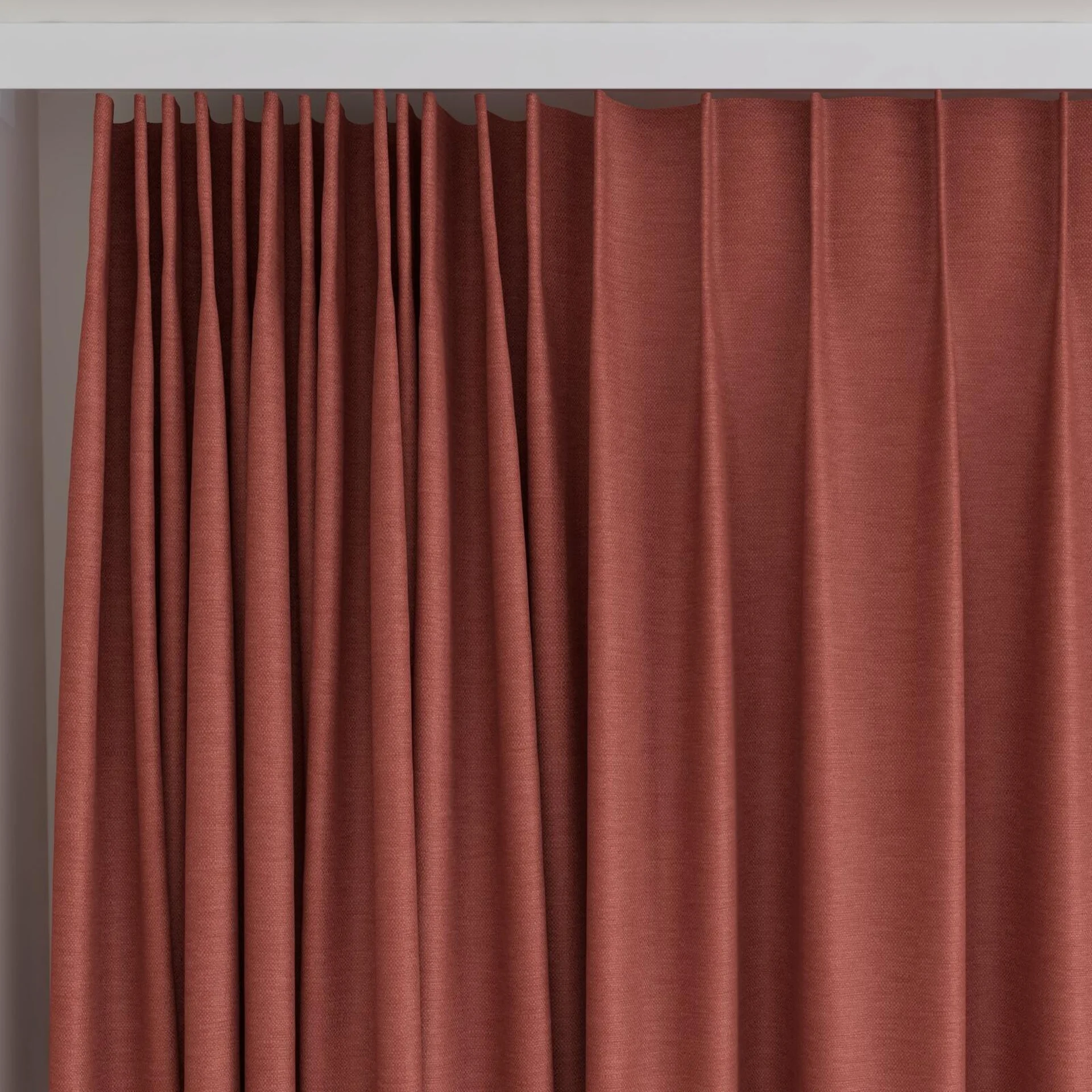 Top view of Colourwash Eco Redwood, on curtain rail