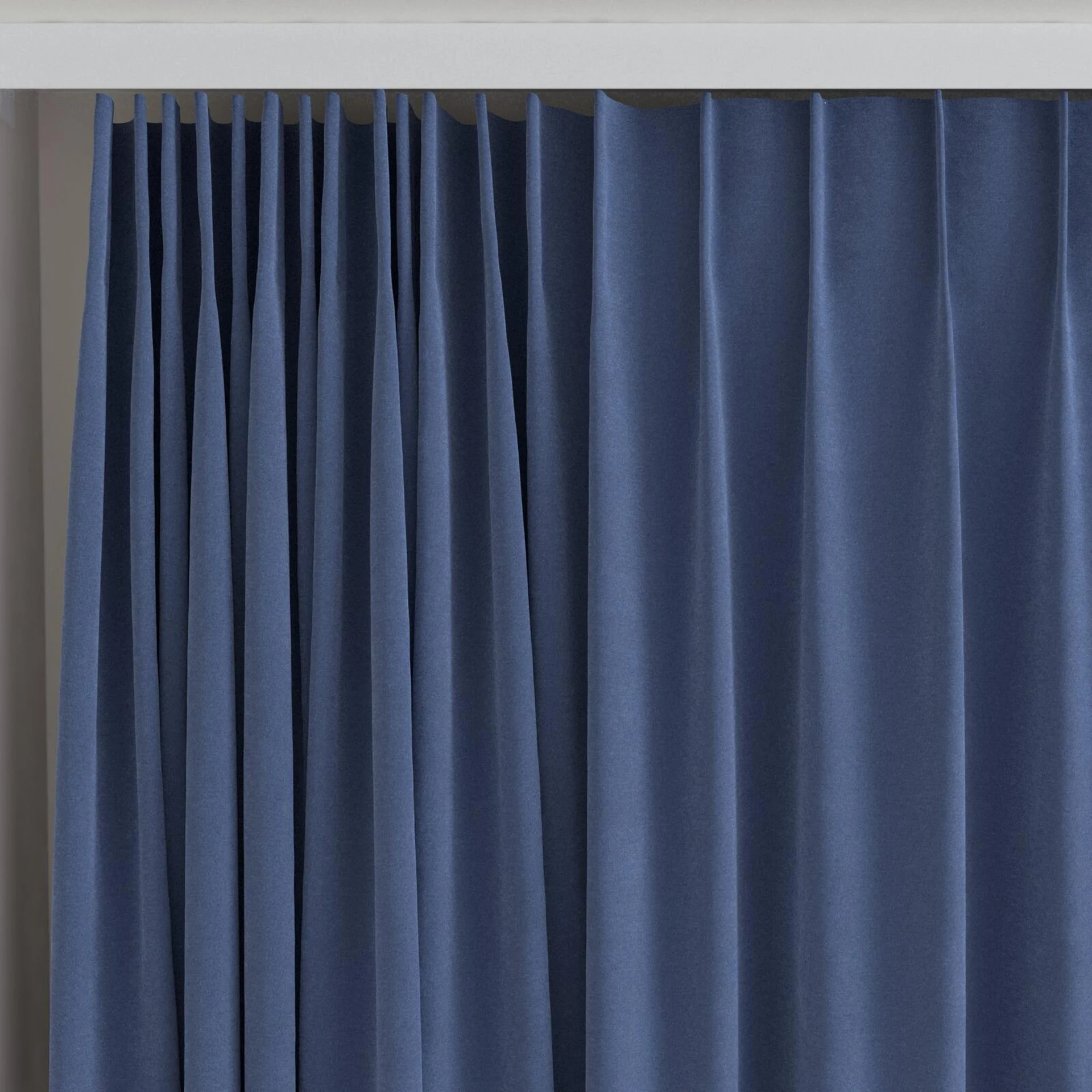 Top view of Moon Delft, on curtain rail