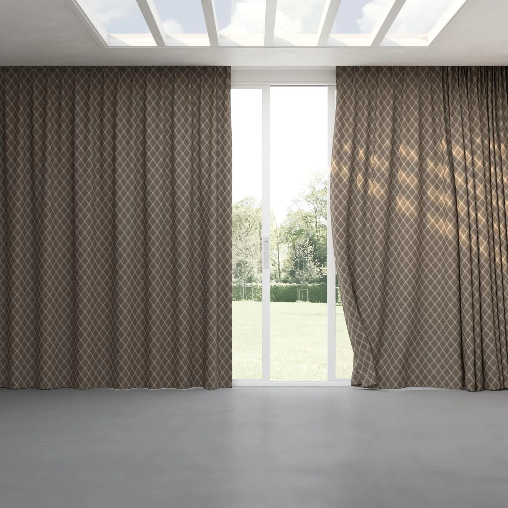 Full view of Pantheon Chincilla, pinch pleat