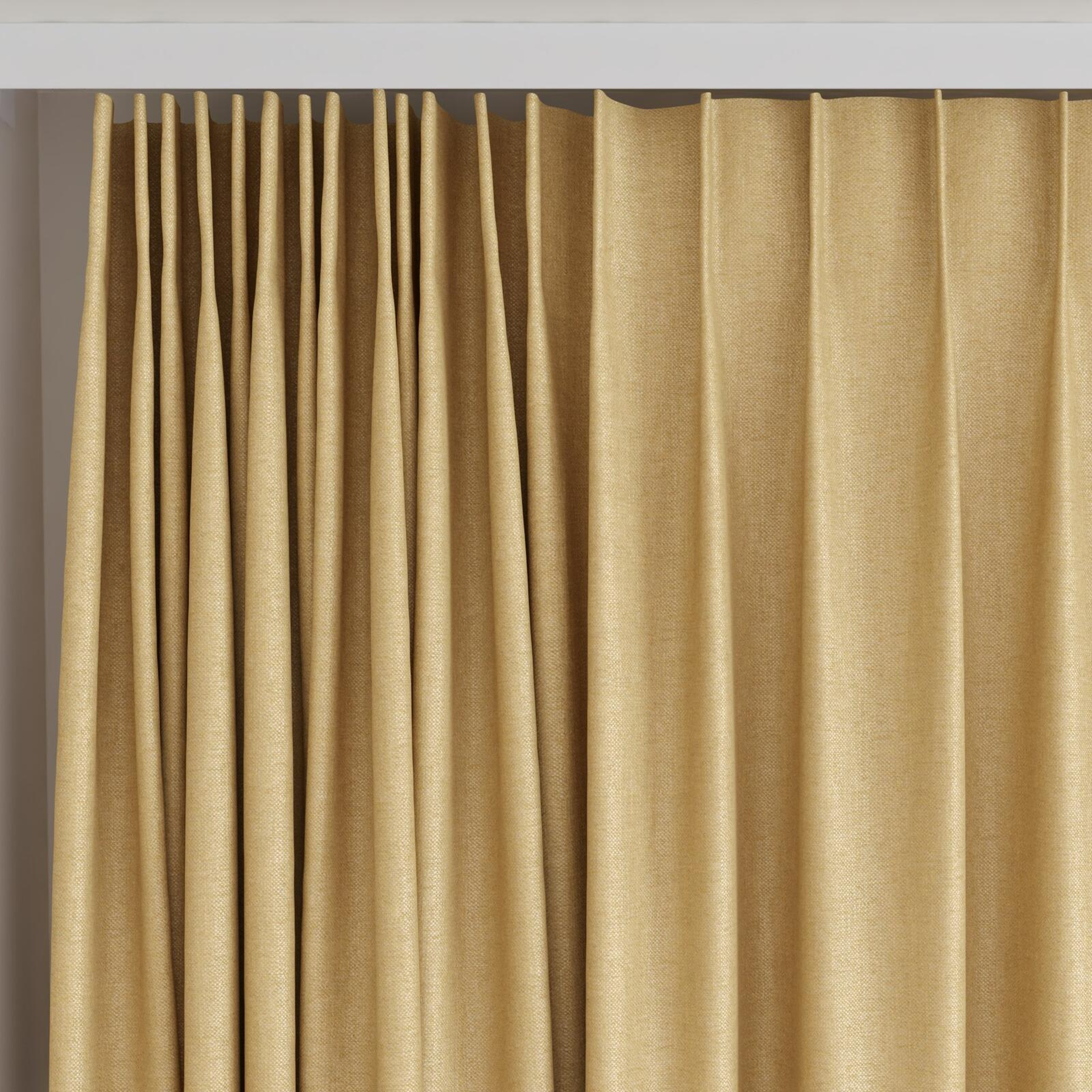 Top view of Bronco Caramel, on curtain rail