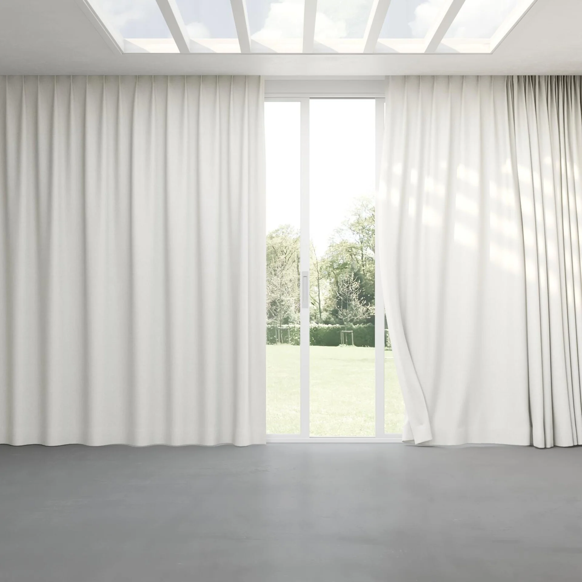 Full view of Stonewall Blackout Wool, pinch pleat