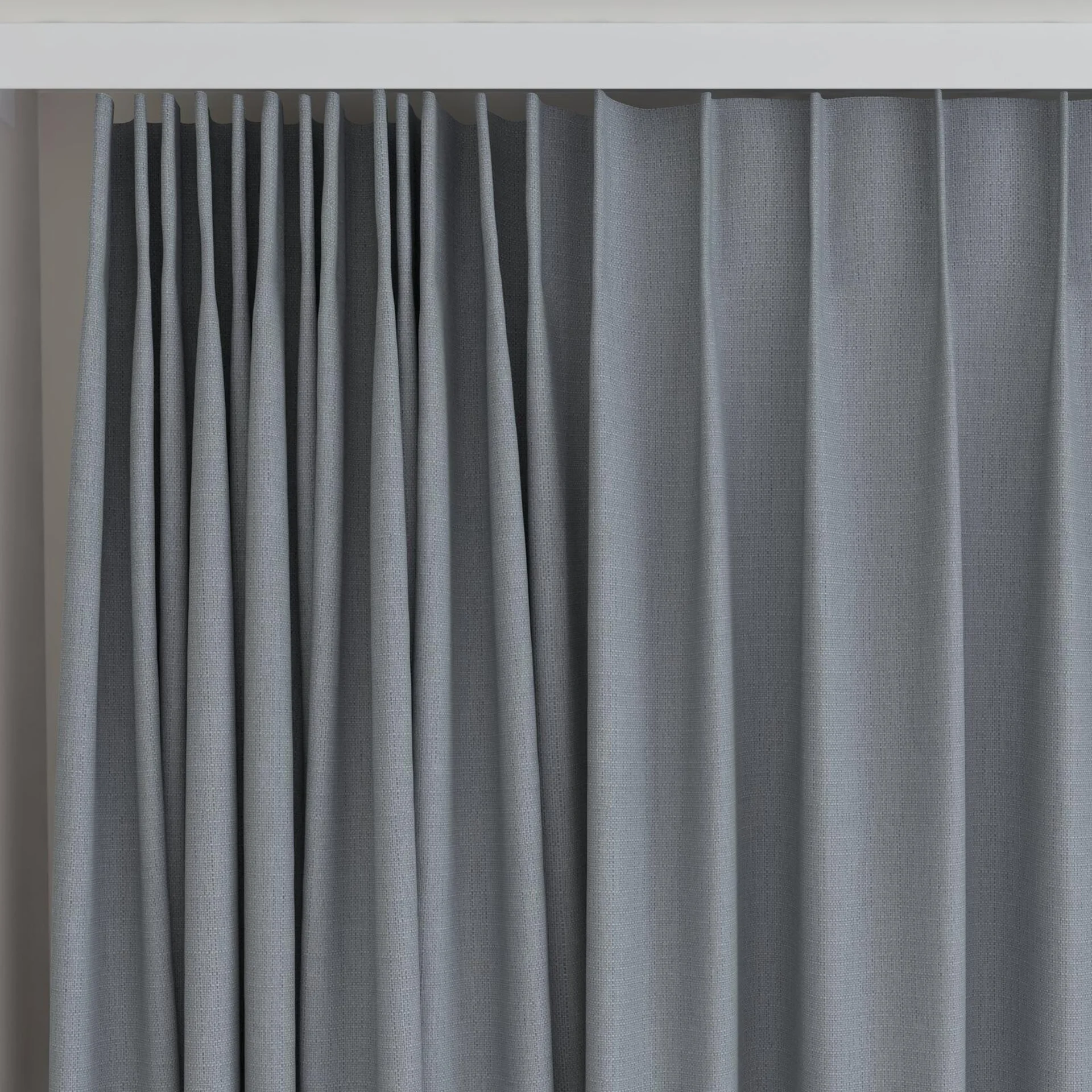 Top view of Darkness Aluminium, on curtain rail